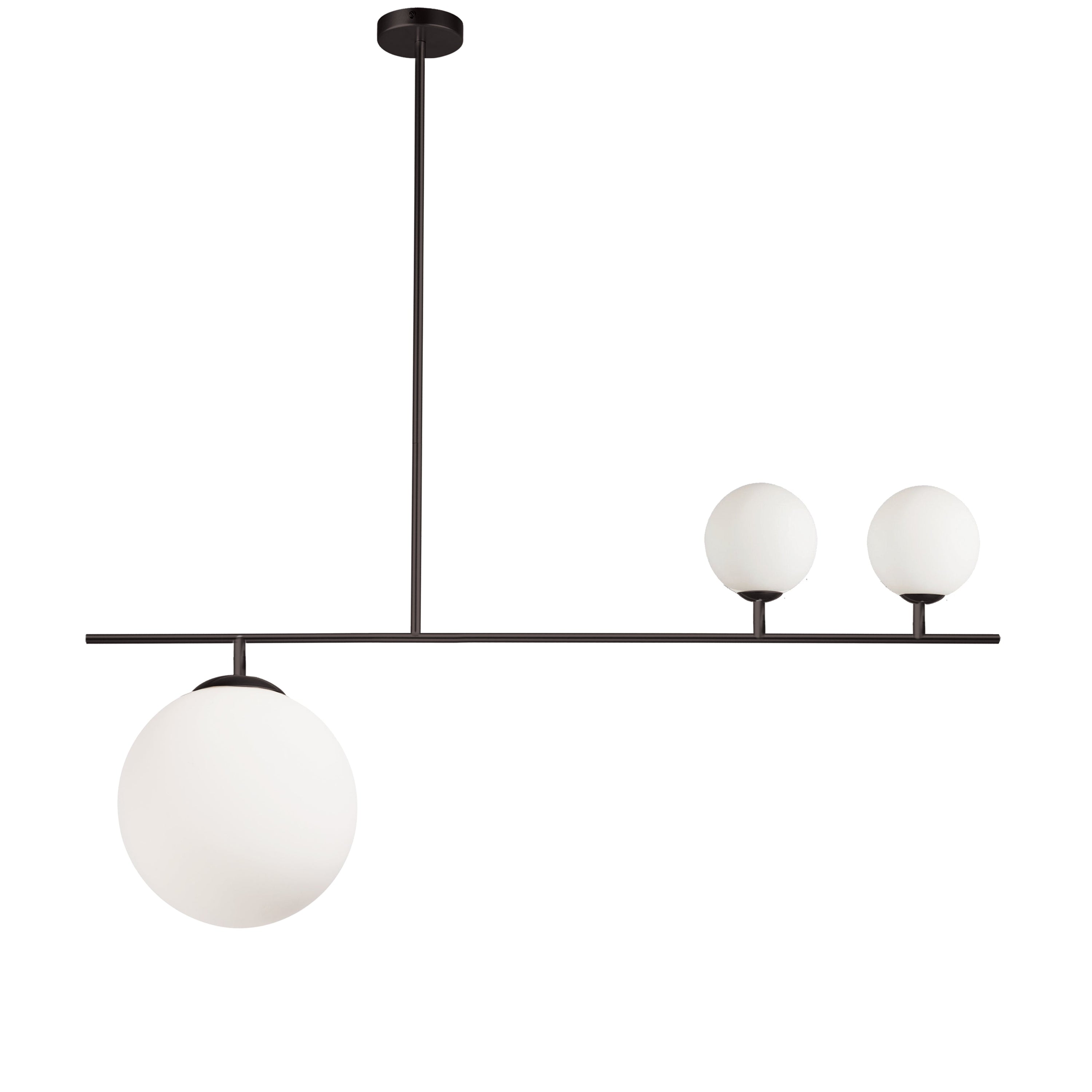 Dainolite Orion - ORN-363P-MB - 3 Light Pendant, Matte Black with White Glass - Black