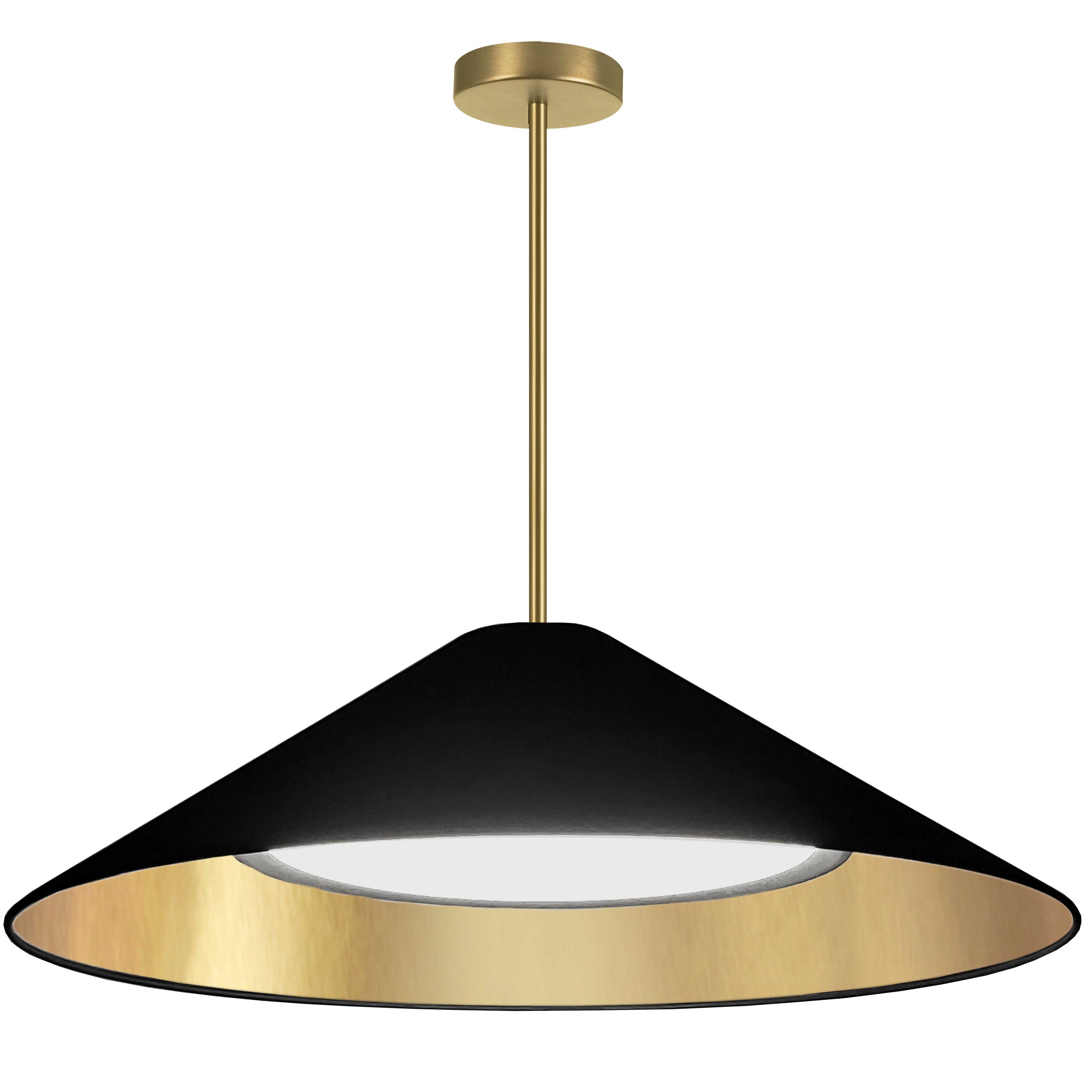 Dainolite Padme - PAD-2630P-AGB-698 - 30W Pendant, Aged Brass w/ Fabric Shade - Black