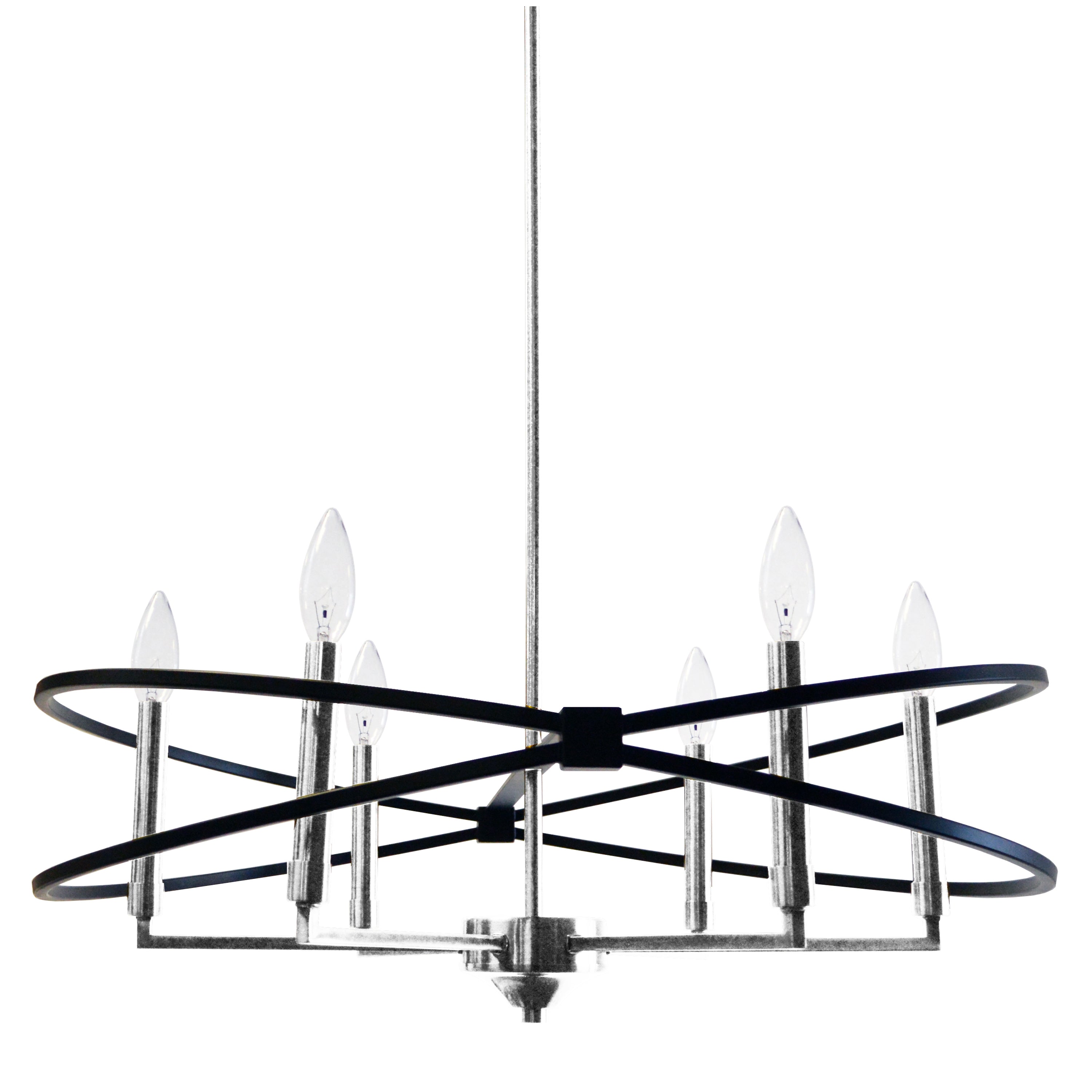 Dainolite Paloma - PAL-276C-PC-MB - 6 Light Chandelier Fixture, Polished Chrome and Matte Black Finish - Polished Chrome