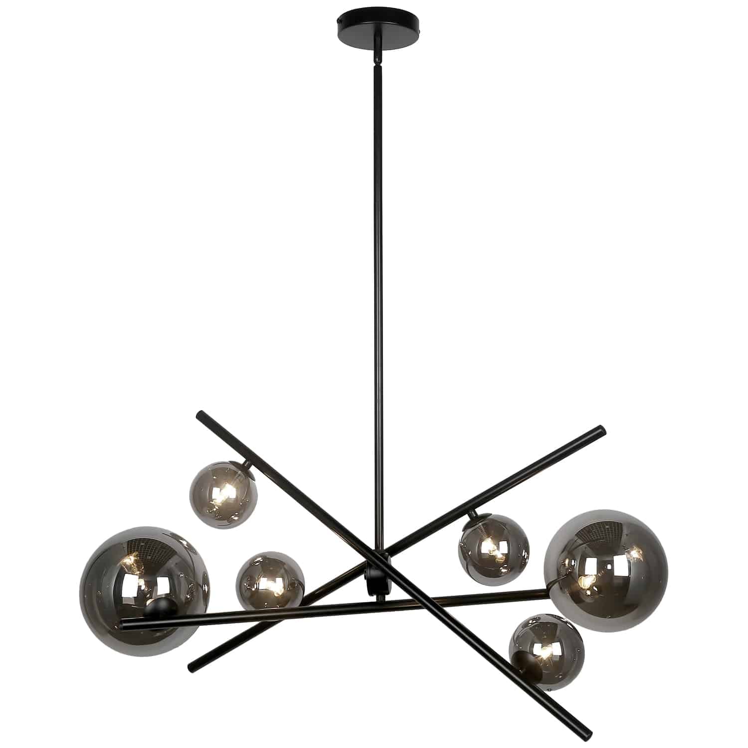 Dainolite Pamela - PAM-276HP-MB - 6 Light Horizontal Pendant, Matte Black with Smoked Glass - Black