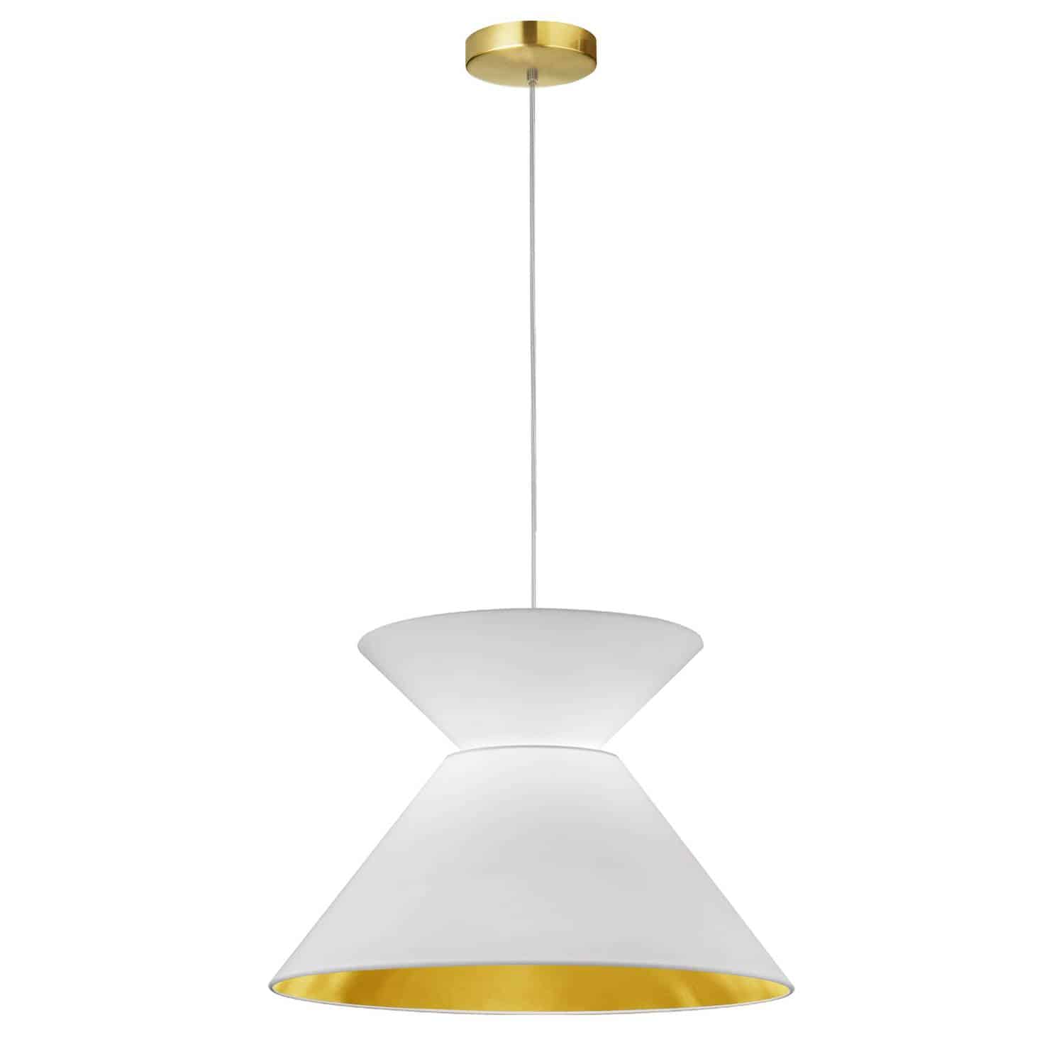 Dainolite Patricia - PAT-181P-AGB-692 - 1 Light Patricia Pendant, Aged Brass with White/Gold Shade - White