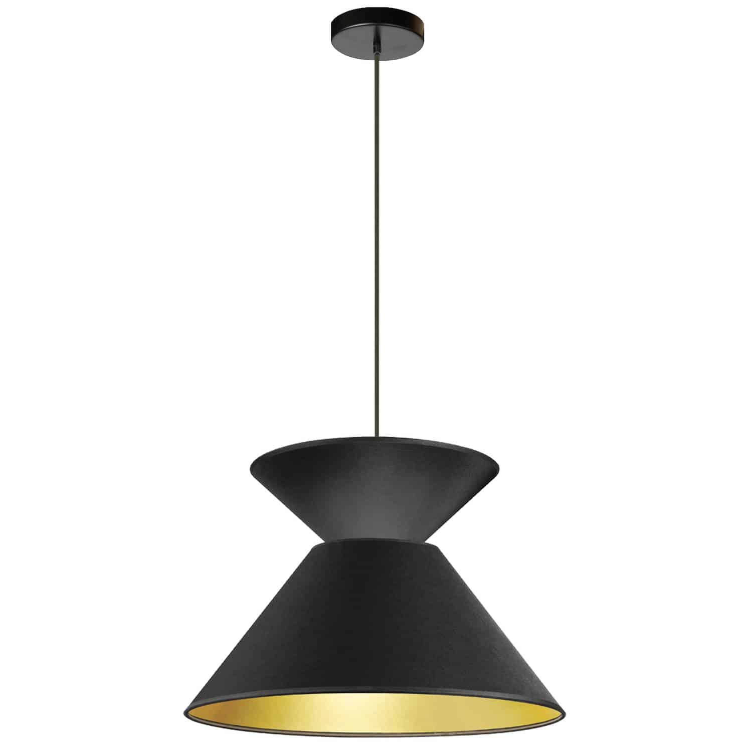 Dainolite Patricia - PAT-181P-BK-698 - 1 Light Patricia Pendant, Matte Black with Black/Gold Shade - Black