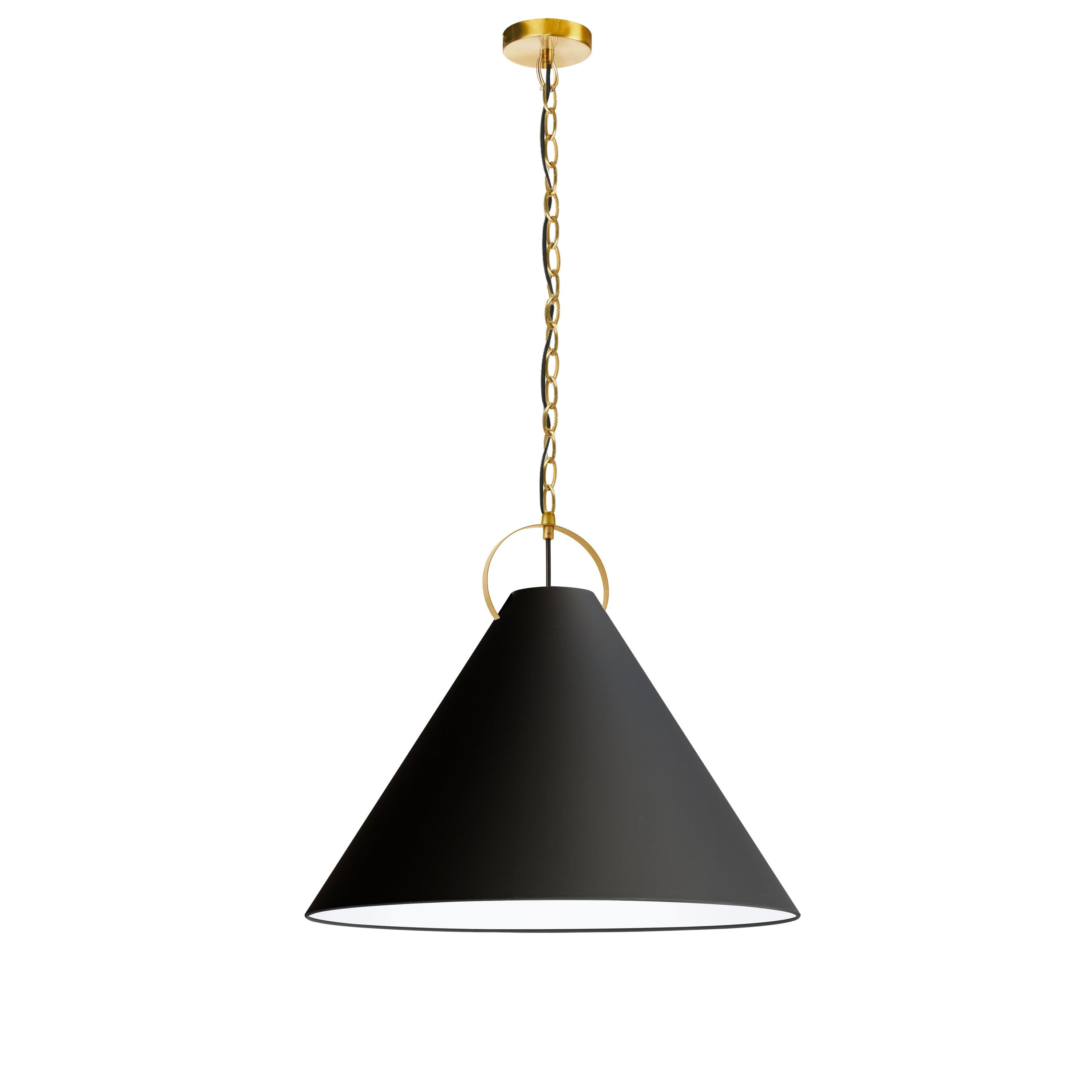 Dainolite Princeton - PCN-241P-AGB-797 - 1 Light Pendant, Aged Brass with Black Shade - Black