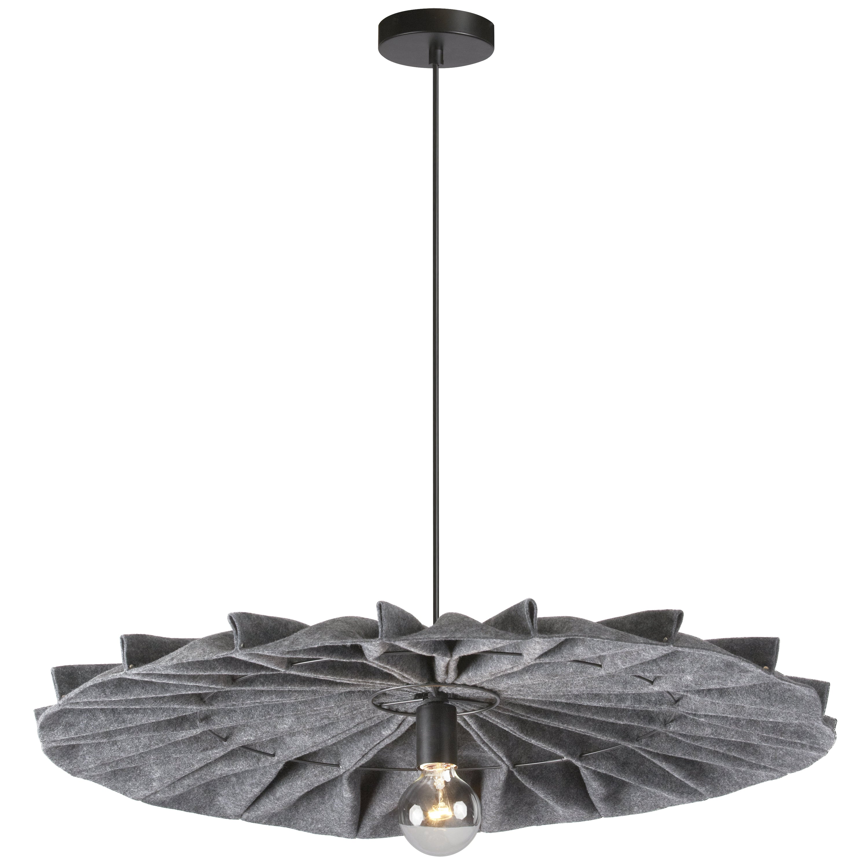 Dainolite Plegado - PGD-311P-MB-500 - 1 Light Pendant, Matte Black with Grey Felt Shade - Grey