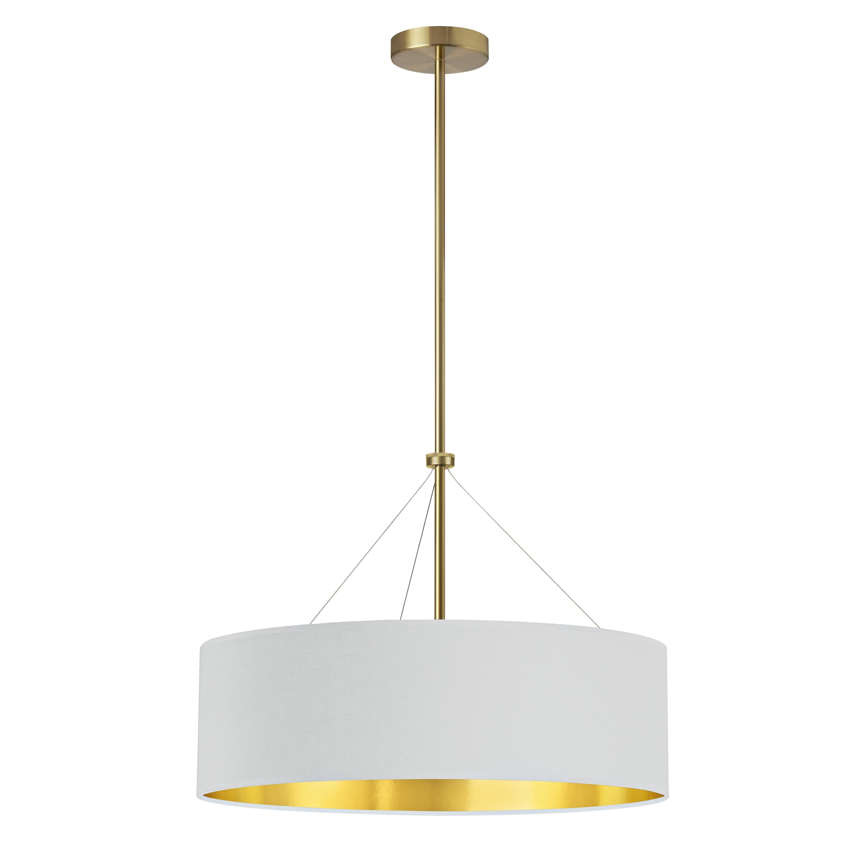 Dainolite Pallavi - PLV-224C-AGB-692 - 4 Light Chandelier Fixture, Aged Brass with White / Gold Shade - Aged Brass