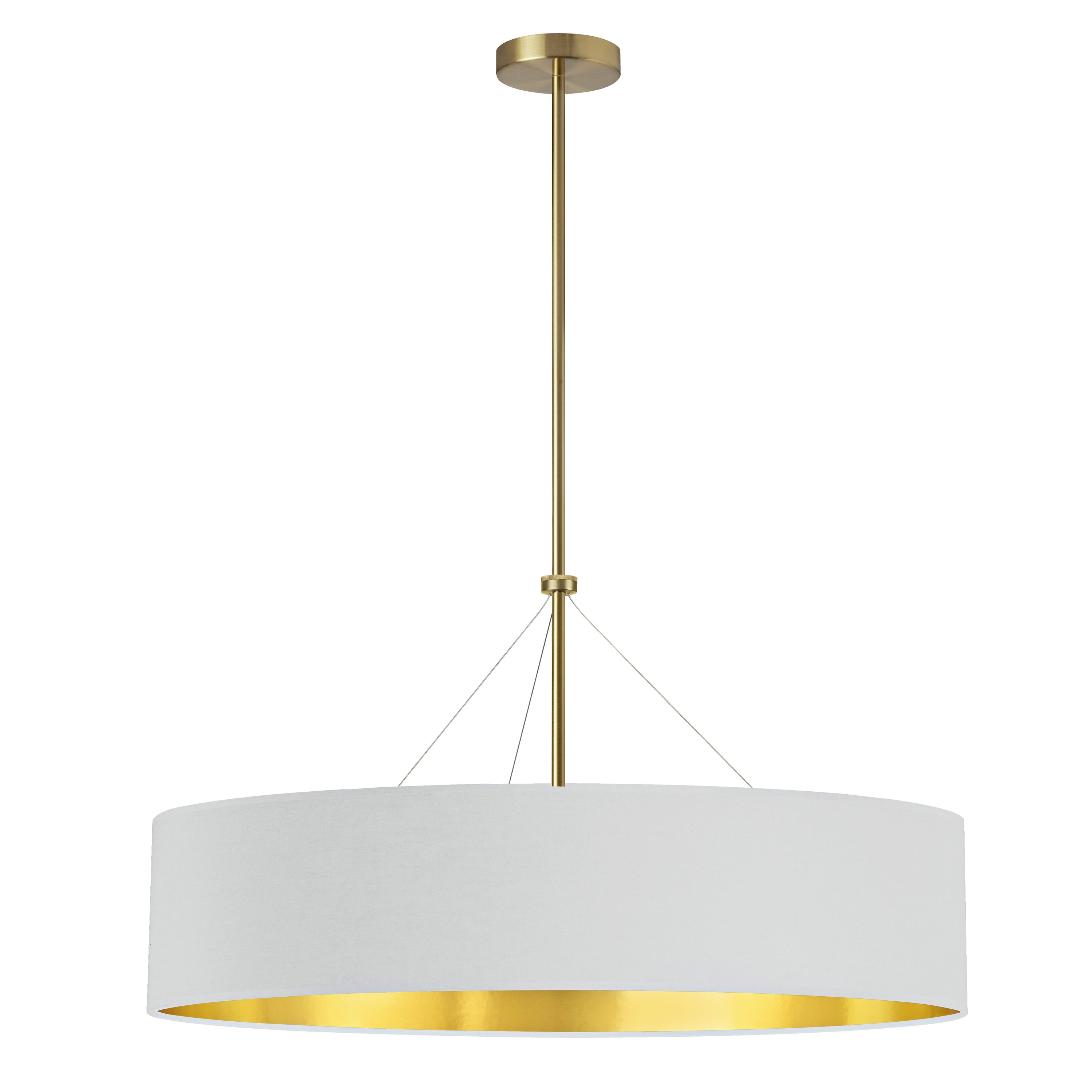 Dainolite Pallavi - PLV-304C-AGB-692 - 4 Light Chandelier Fixture, Aged Brass with White / Gold Shade - Aged Brass