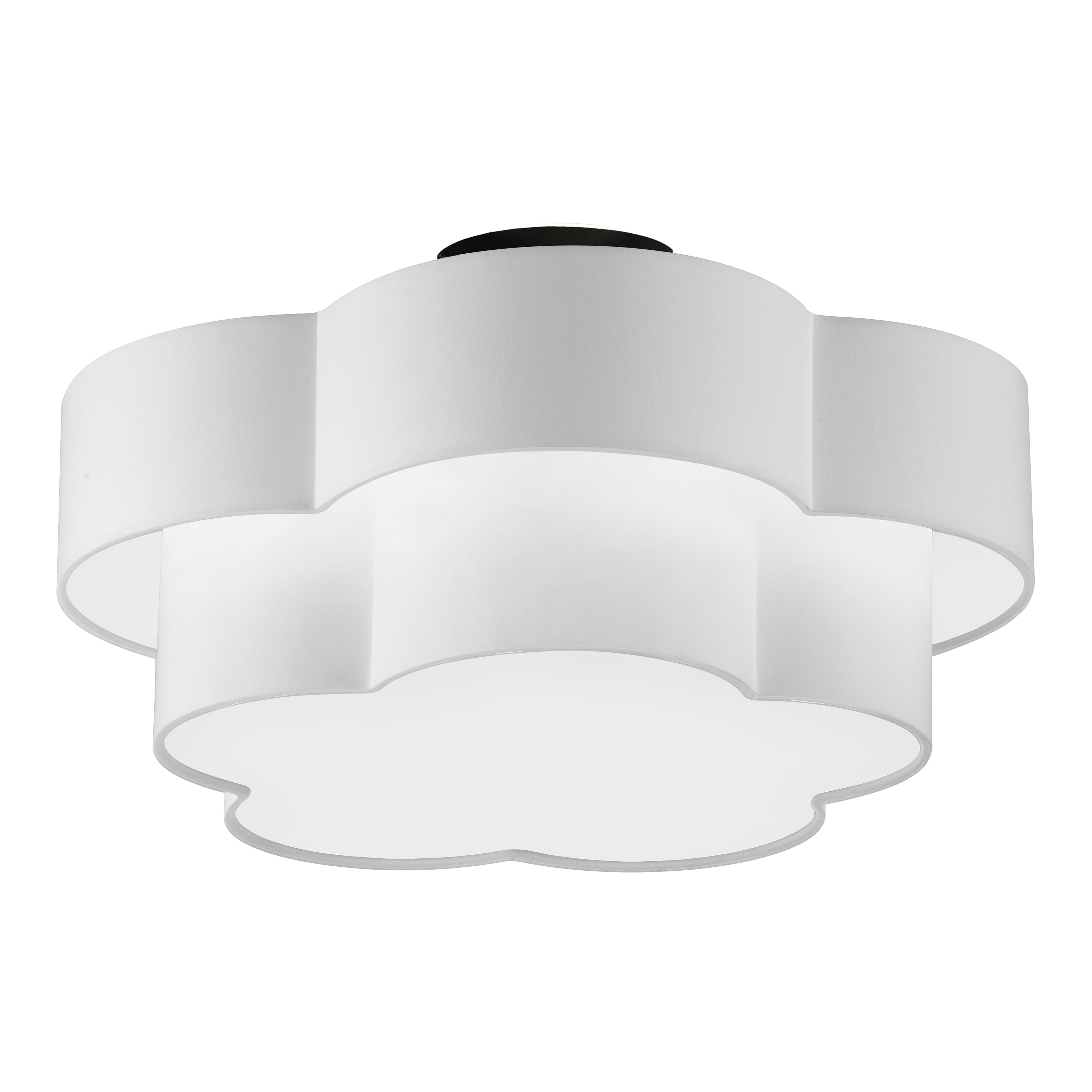 Dainolite Phlox - PLX-203FH-MB-WH - 3 Light Flush Mount, Matte Black with White Shade - White