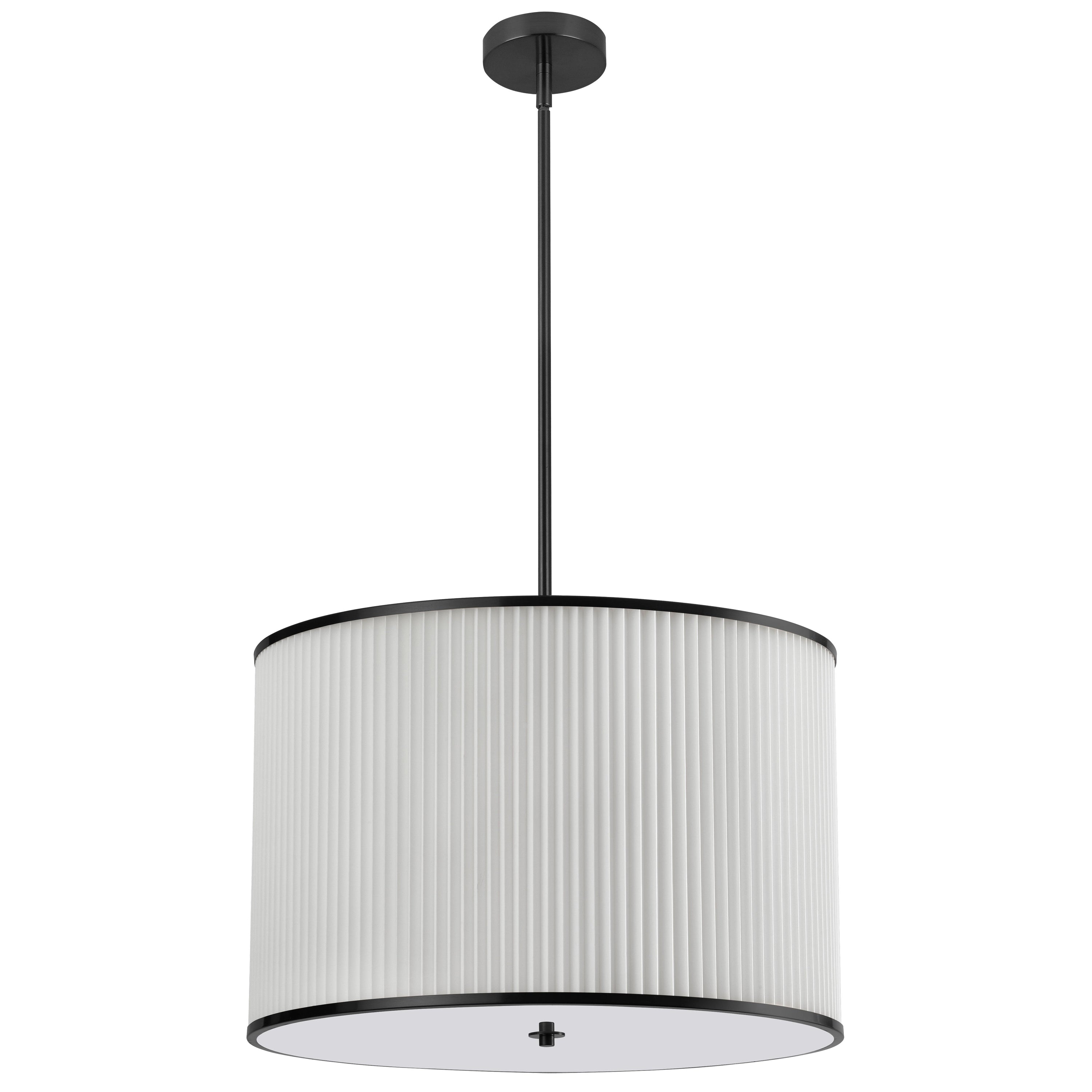 Dainolite Prudy - PRD-243P-MB - 4 Light Pendant Matte Black with White Pleated Shade - White