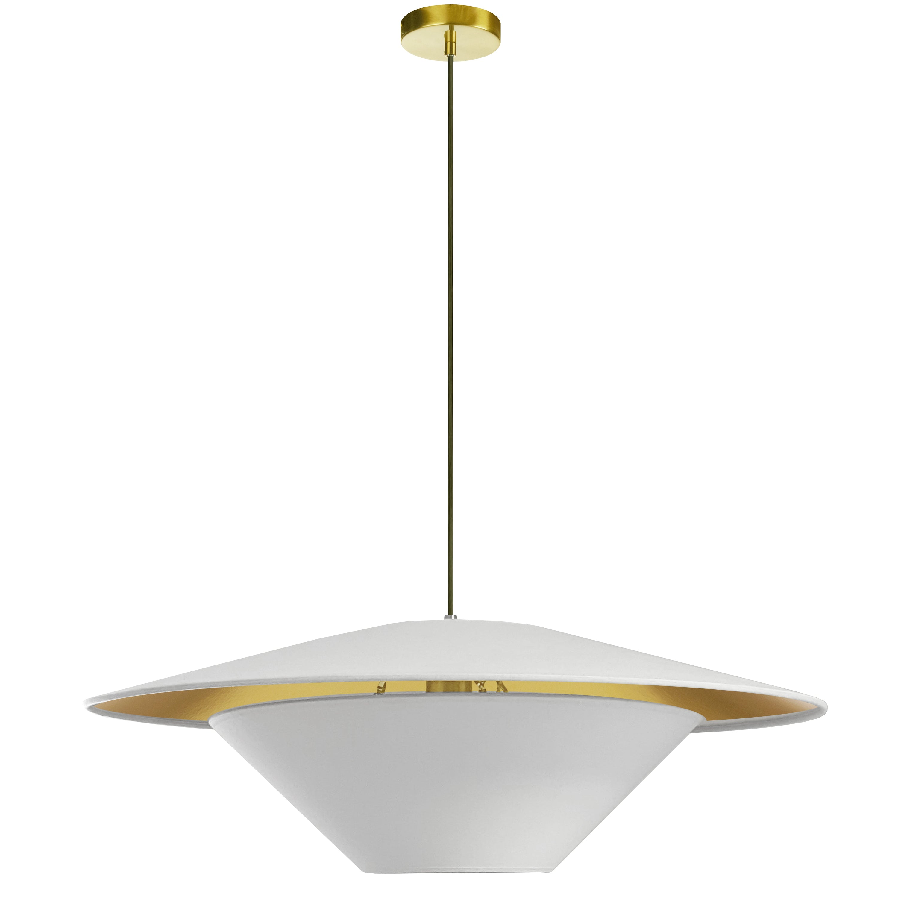 Dainolite Poseidon - PSO-241P-AGB-692 - 1 Light Pendant, Aged Brass with White / Gold Shade - Aged Brass