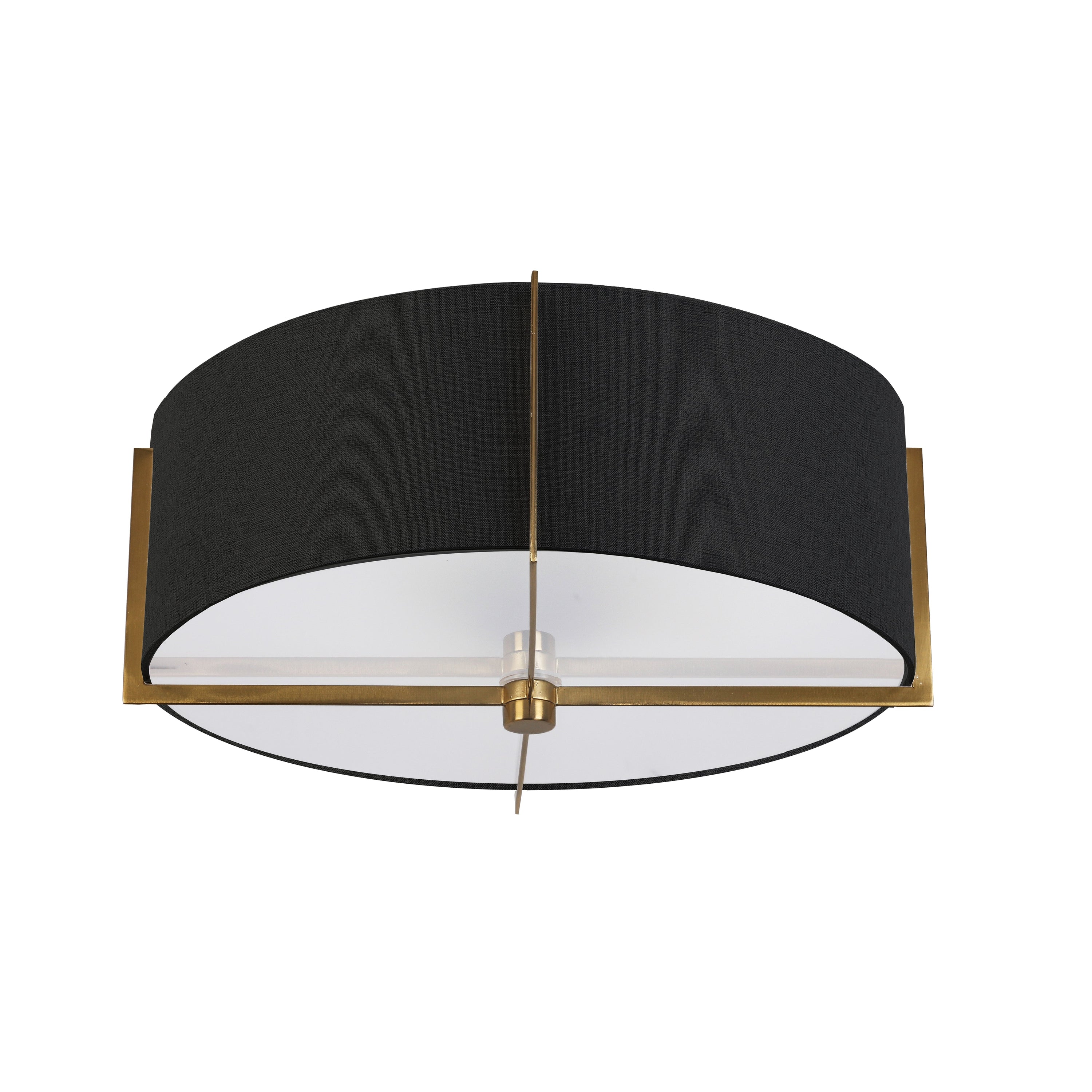 Dainolite Preston - PST-153SF-AGB-BK - 3 Light Semi-Flush Mount, Aged Brass with Black Shade - Black