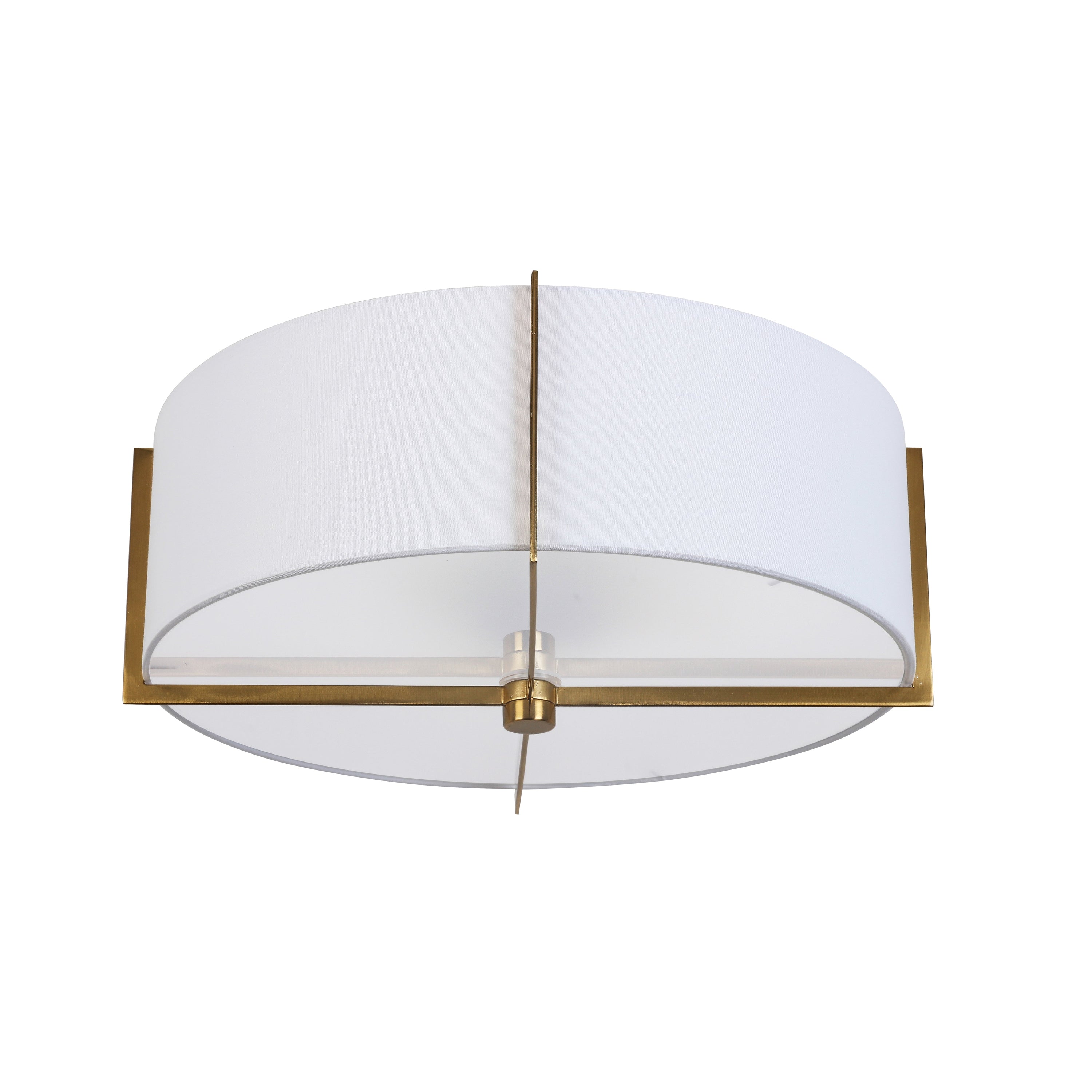 Dainolite Preston - PST-153SF-AGB-WH - 3 Light Semi-Flush Mount, Aged Brass with White Shade - White