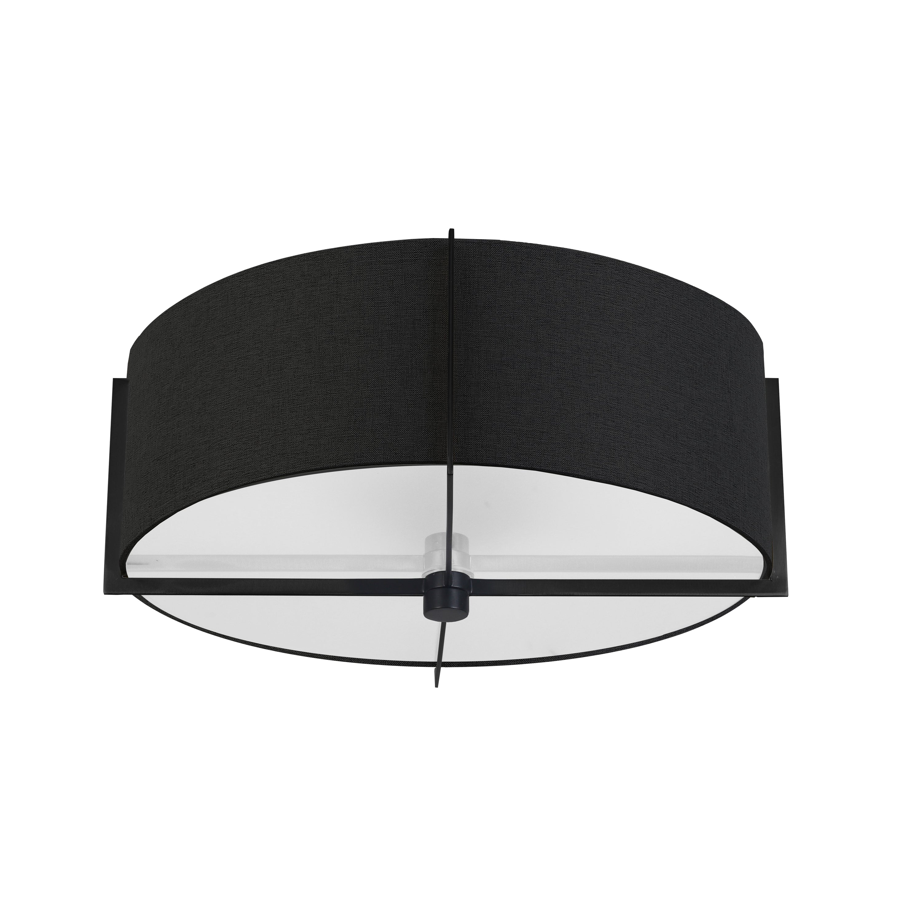 Dainolite Preston - PST-153SF-MB-BK - 3 Light Semi-Flush Mount, Matte Black with Black Shade - Black