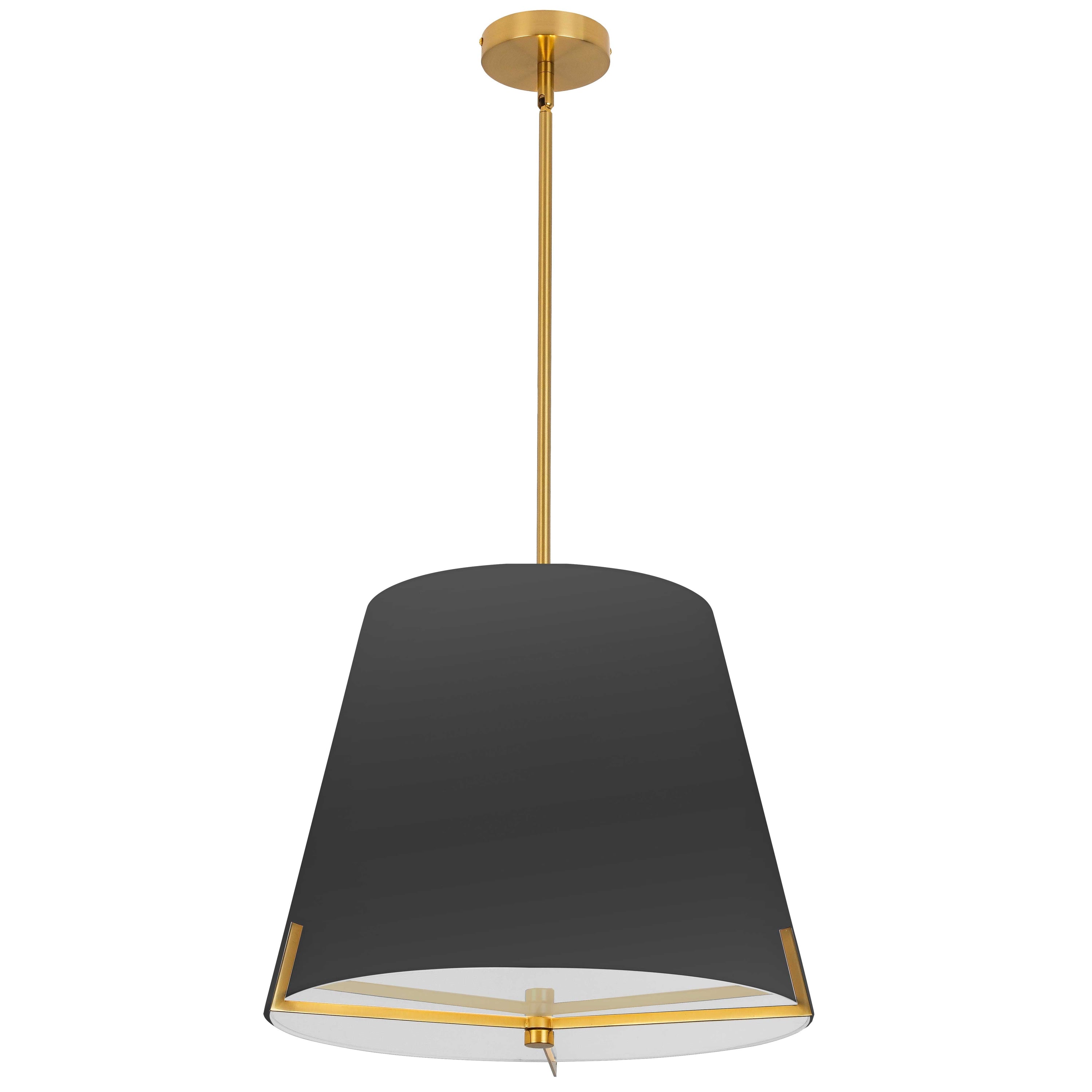 Dainolite Preston - PST-184P-AGB-BK - 4 Light Pendant Aged Brass with Black Fabric shade - Black