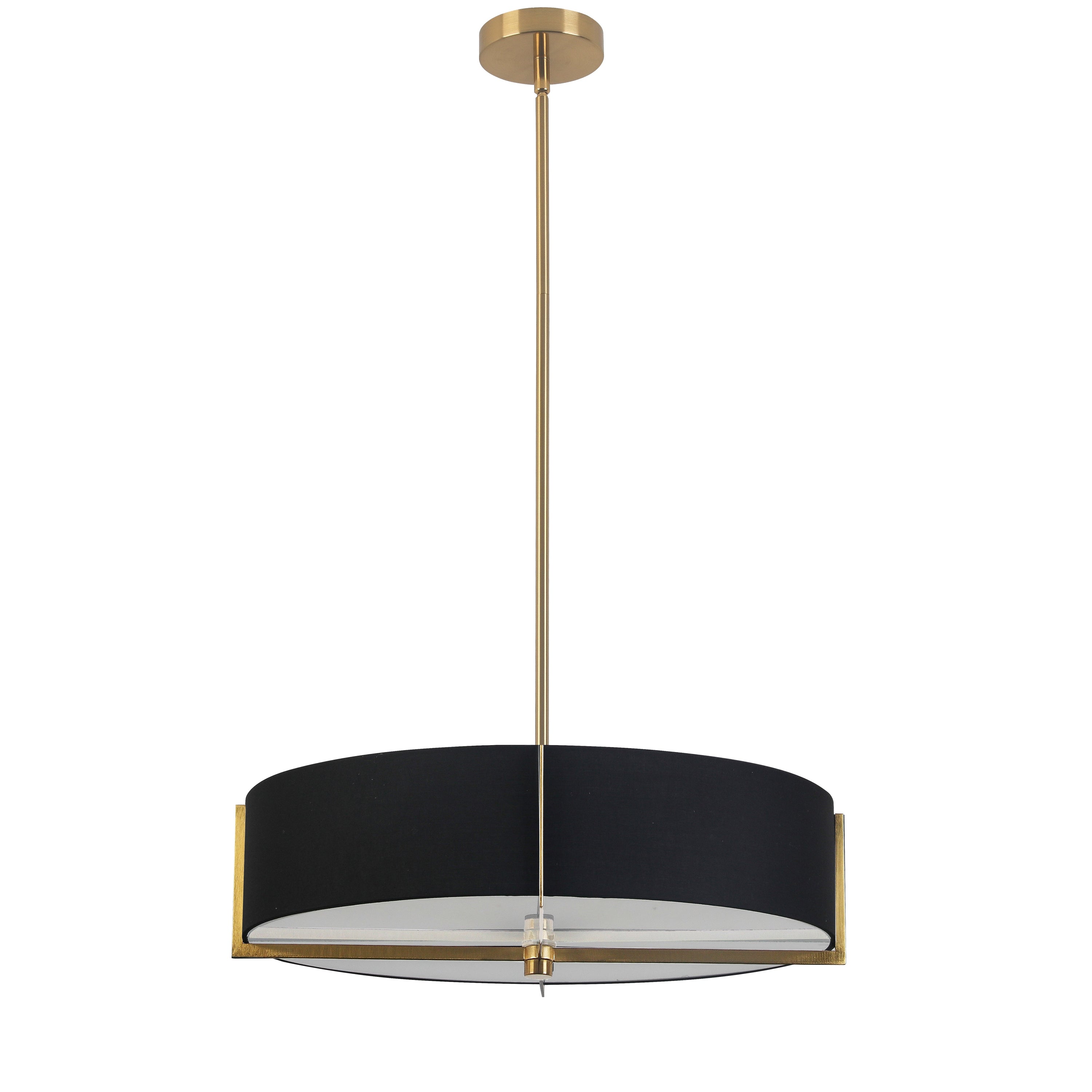 Dainolite Preston - PST-214P-AGB-BK - 4 Light Pendant, Aged Brass with Black Shade - Black