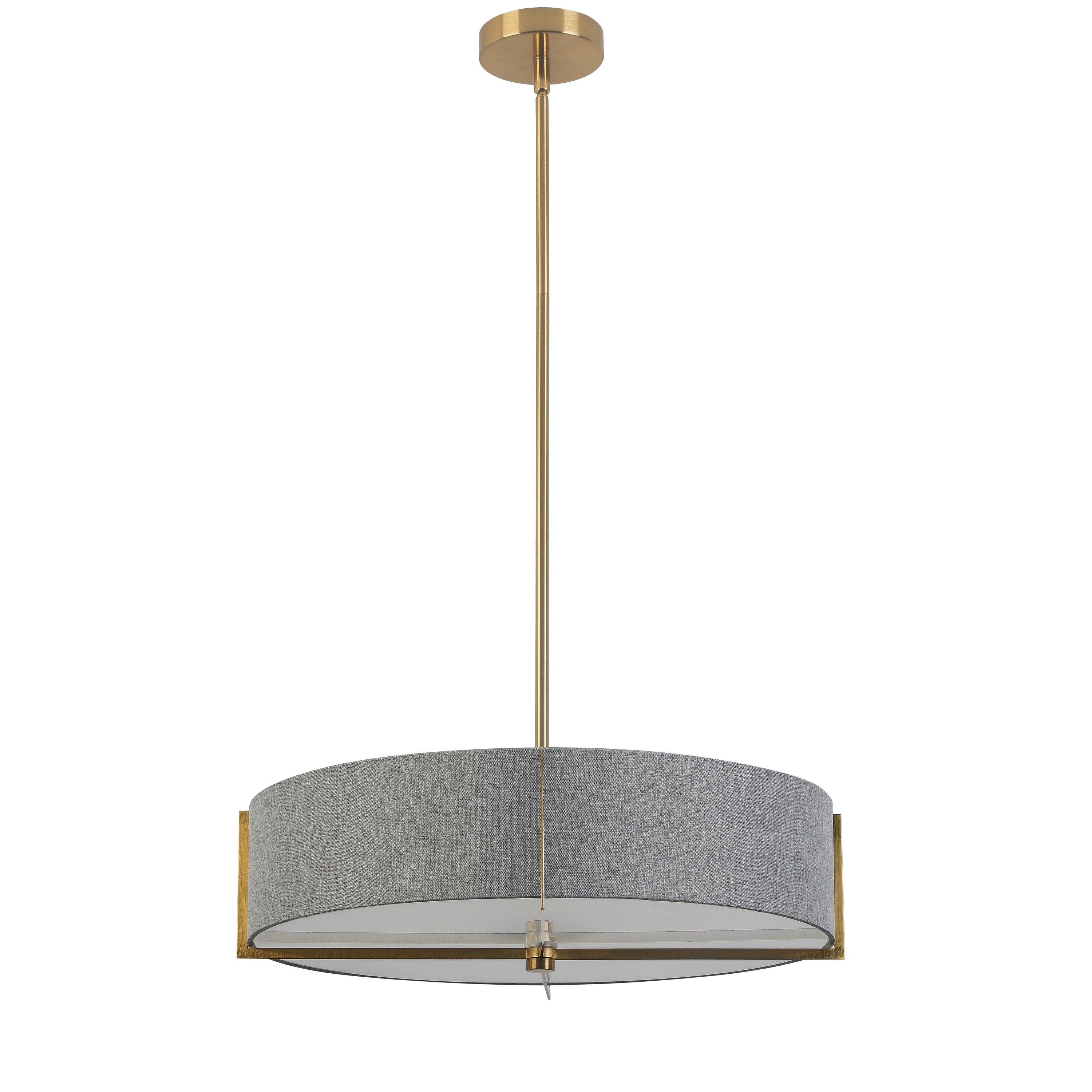 Dainolite Preston - PST-214P-AGB-GRY - 4 Light Pendant, Aged Brass with Grey Shade - Grey