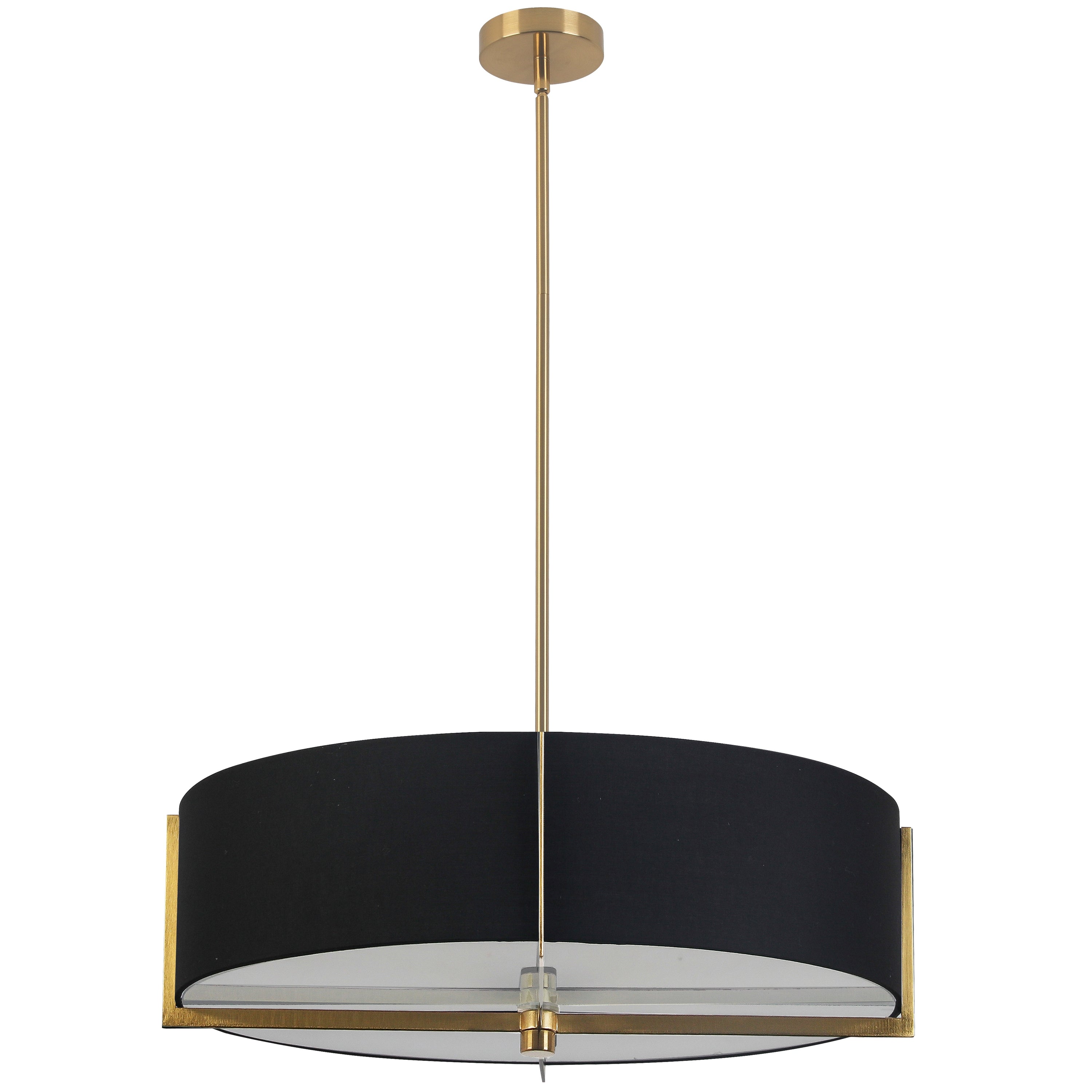 Dainolite Preston - PST-264LP-AGB-BK - 4 Light Pendant, Aged Brass with Black Shade - Black