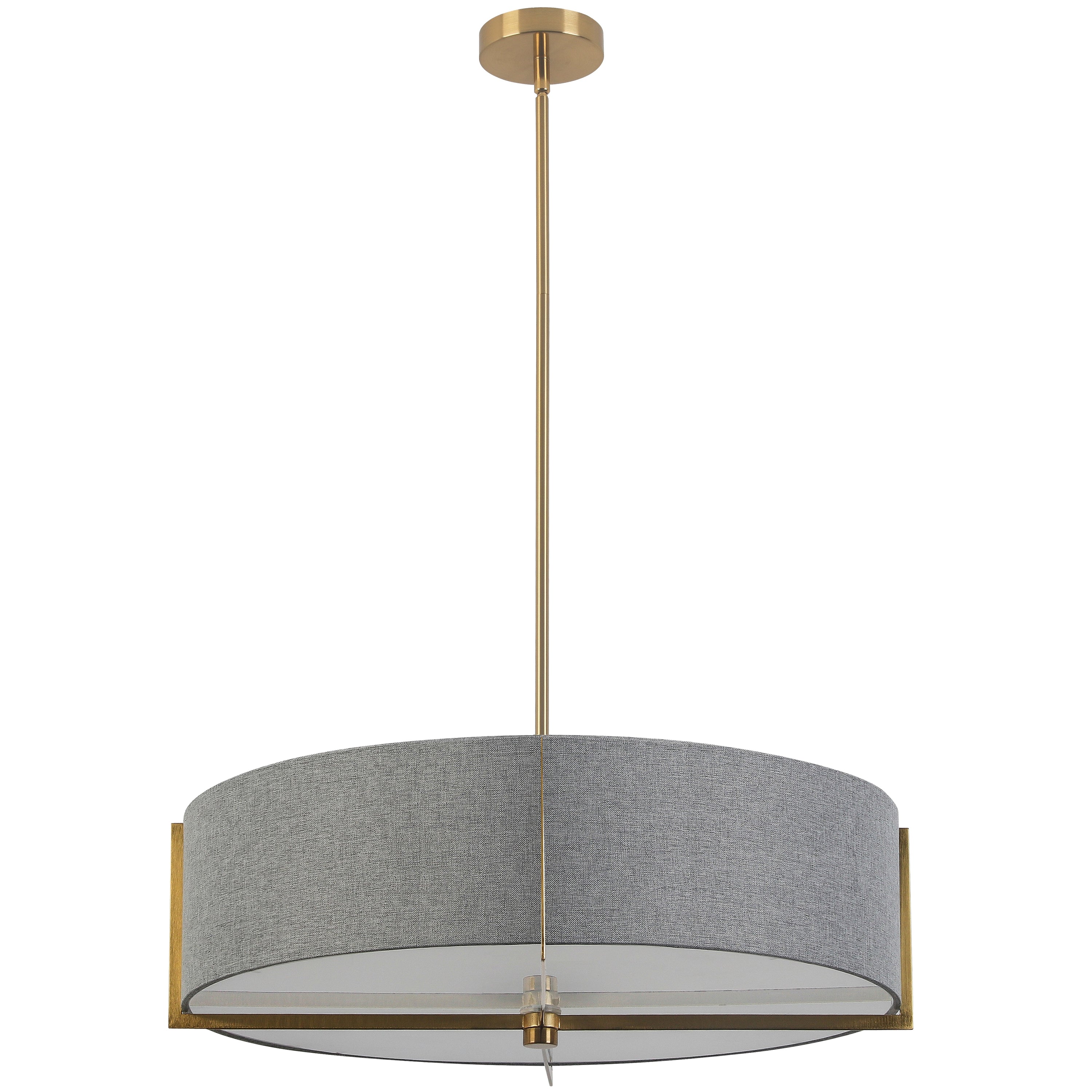 Dainolite Preston - PST-264LP-AGB-GRY - 4 Light Pendant, Aged Brass with Grey Shade - Grey