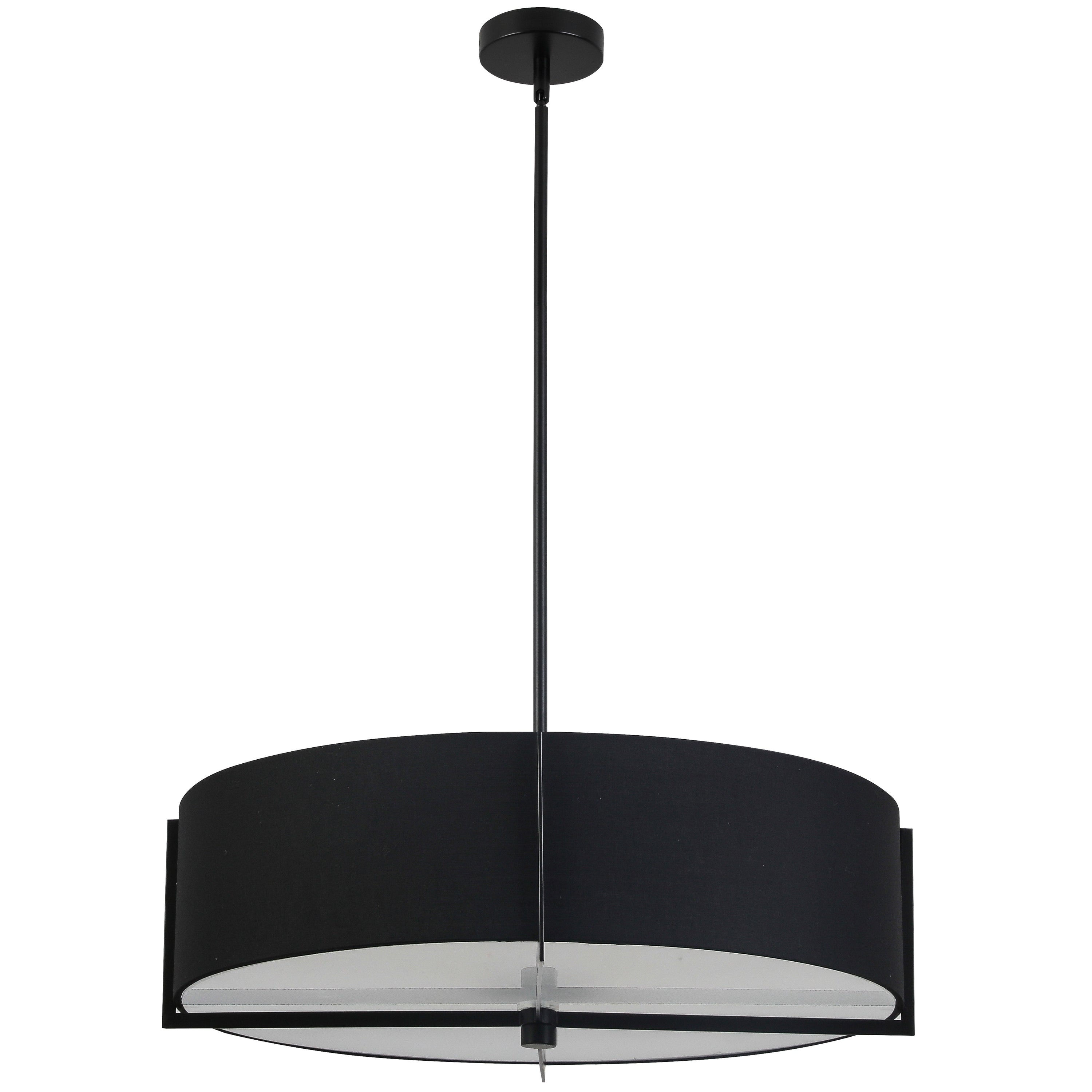 Dainolite Preston - PST-264LP-MB-BK - 4 Light Pendant, Matte Black with Black Shade - Black