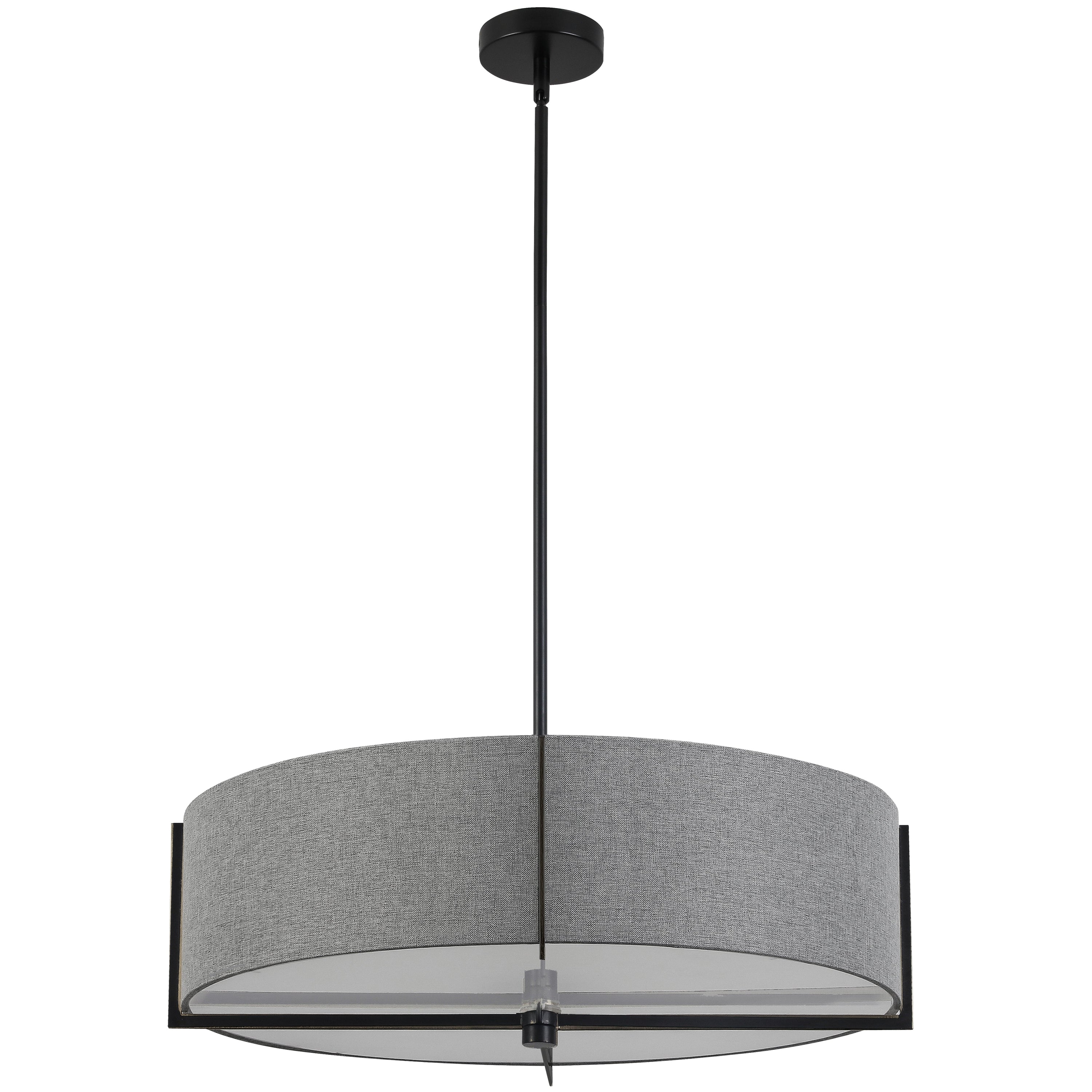 Dainolite Preston - PST-264LP-MB-GRY - 4 Light Pendant, Matte Black with Grey Shade - Grey