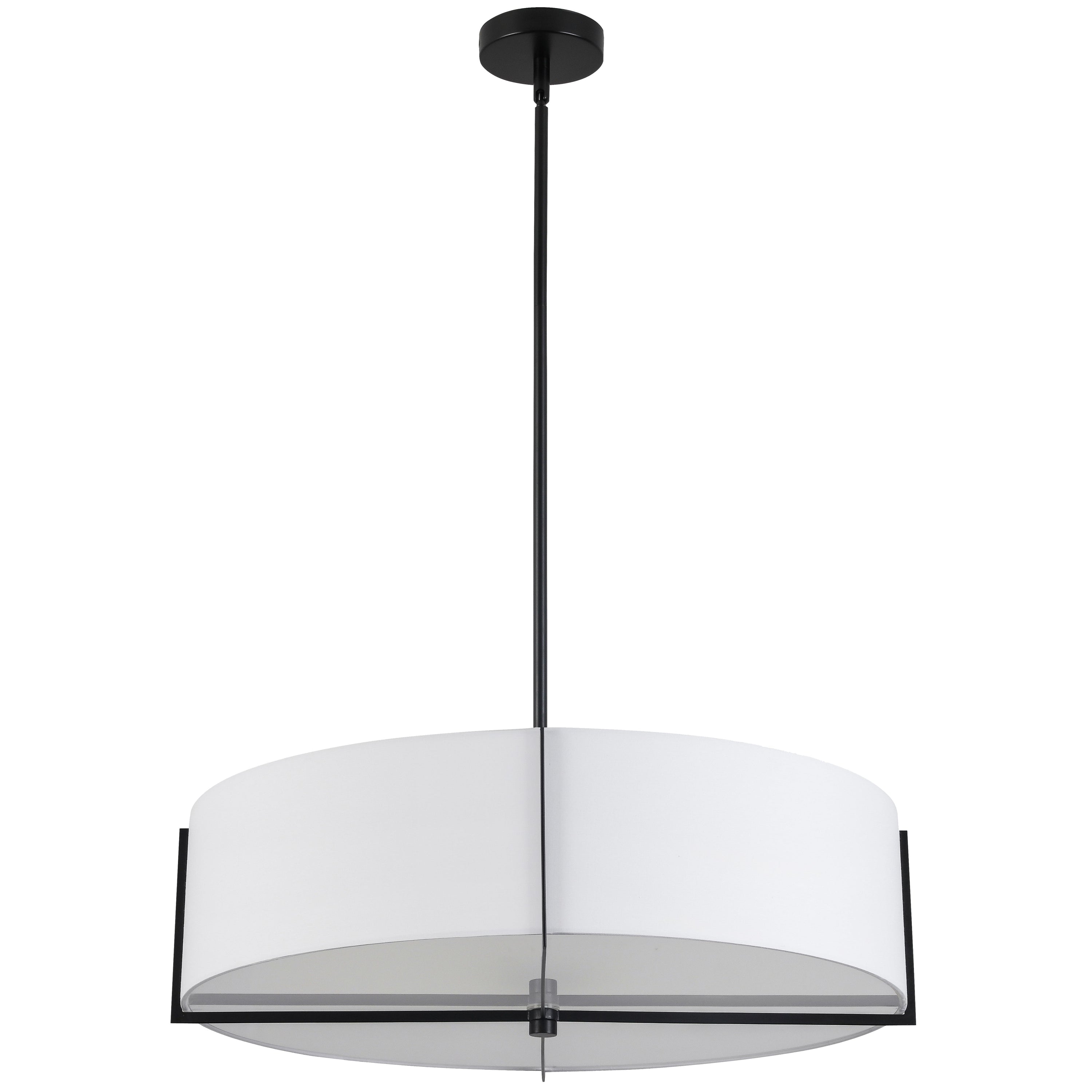 Dainolite Preston - PST-264LP-MB-WH - 4 Light Pendant, Matte Black with White Shade - White