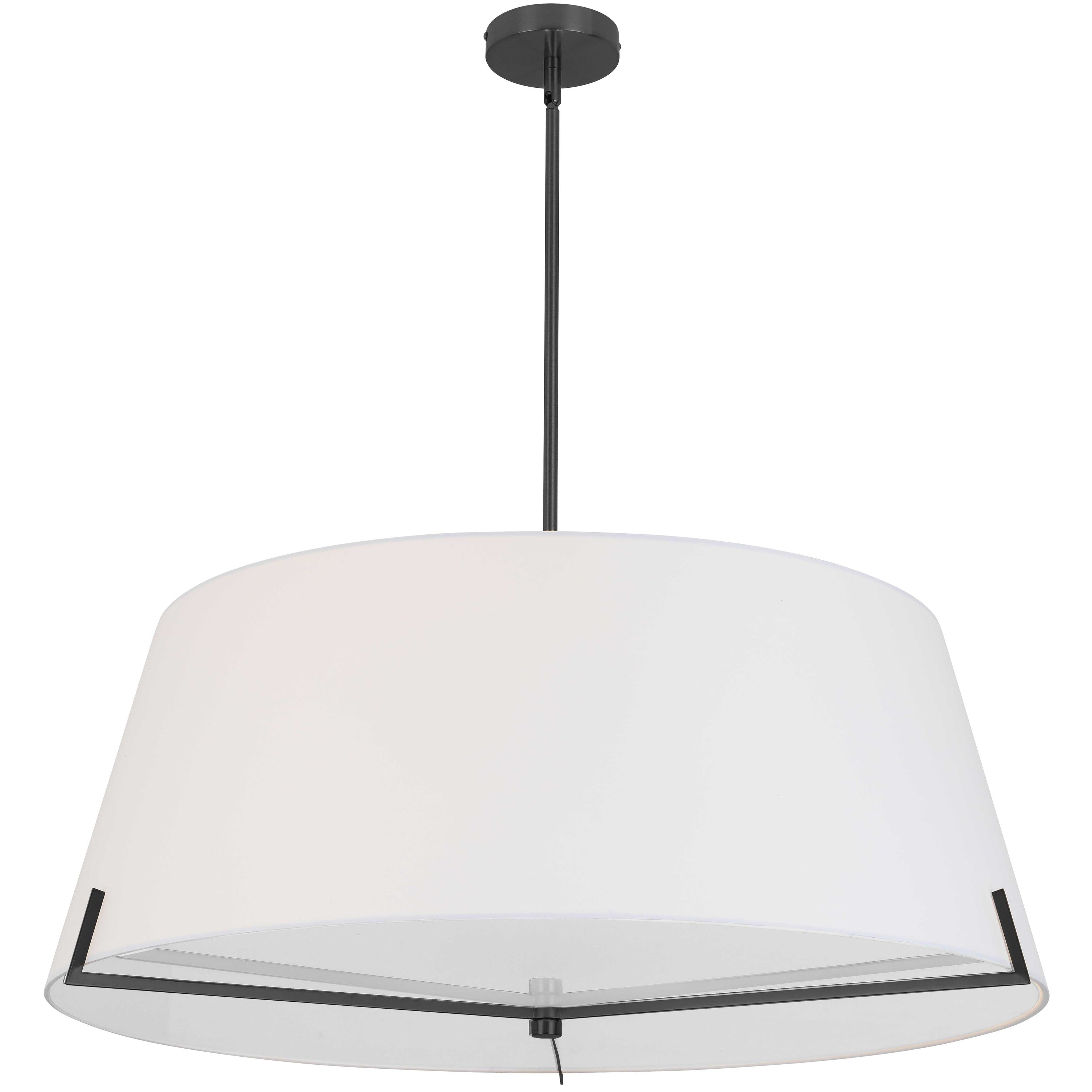 Dainolite Preston - PST-324P-MB-WH - 4 Light Pendant Matte Black with White Fabric shade - White