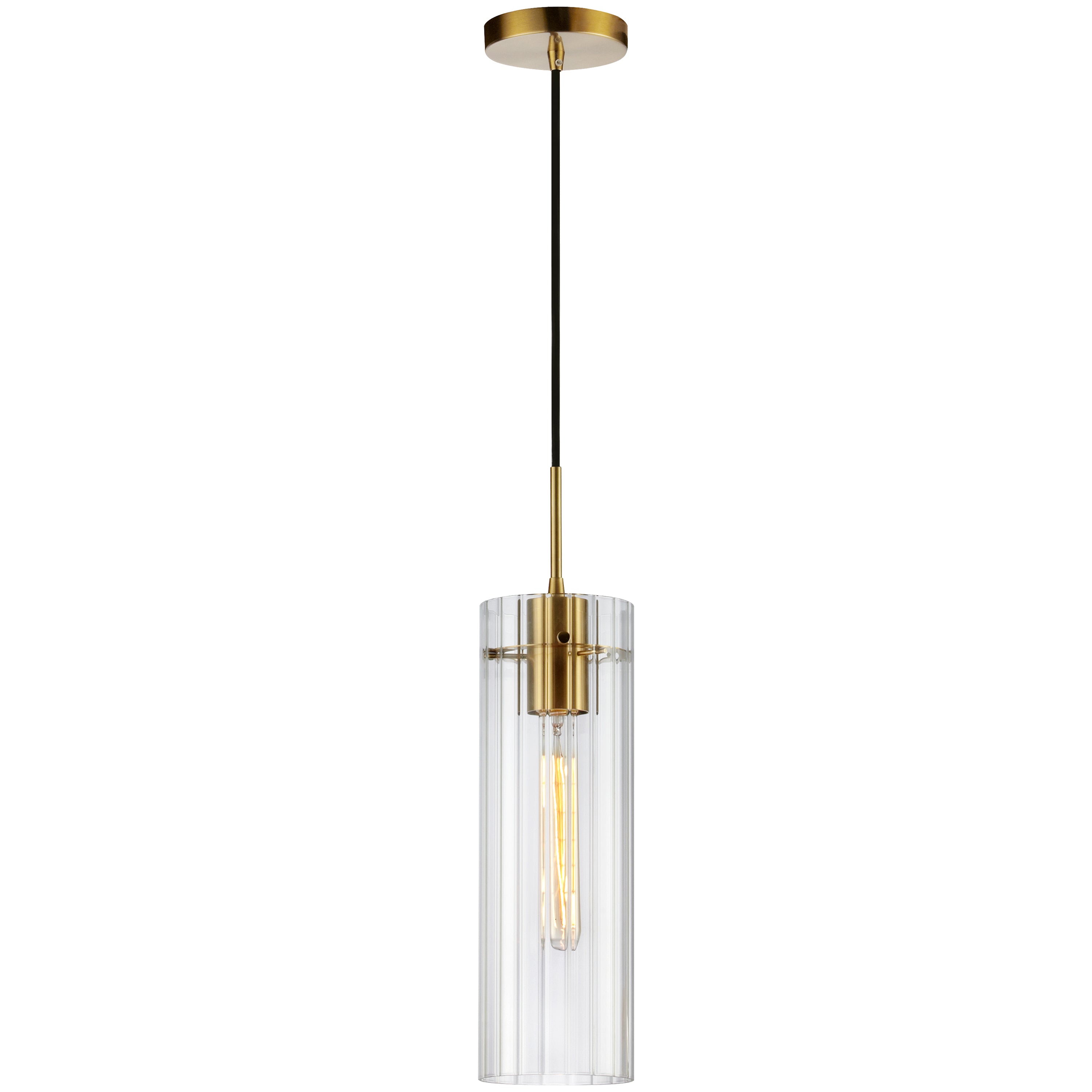 Dainolite Patia - PTA-51P-CFF-AGB - 1 Light Incand Pendant, Aged Brass w/ Clear Fluted Glass - Clear