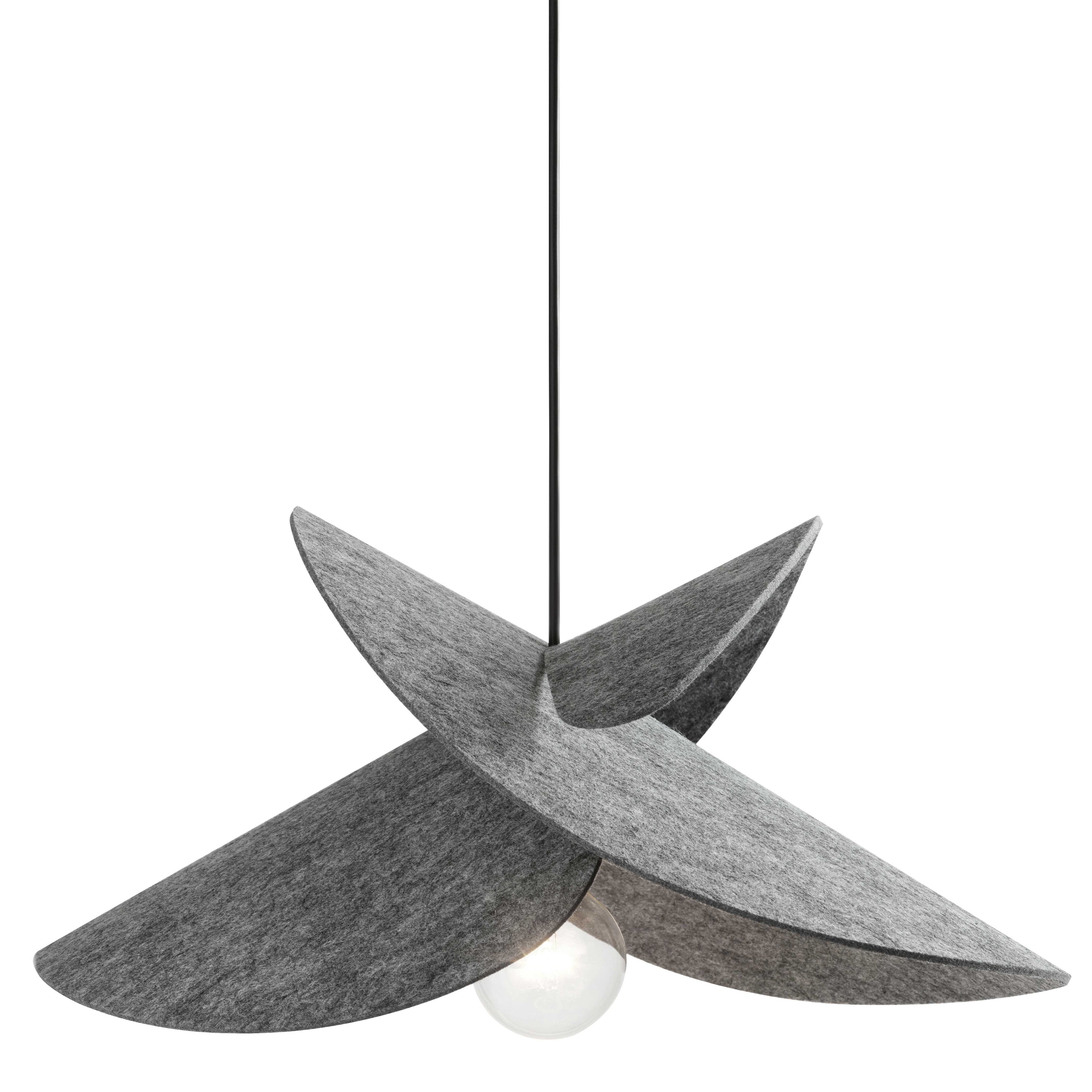 Dainolite Pétale - PTE-201P-MB-500 - 1 Light Pendant, Matte Black w/Felt Shade - Grey