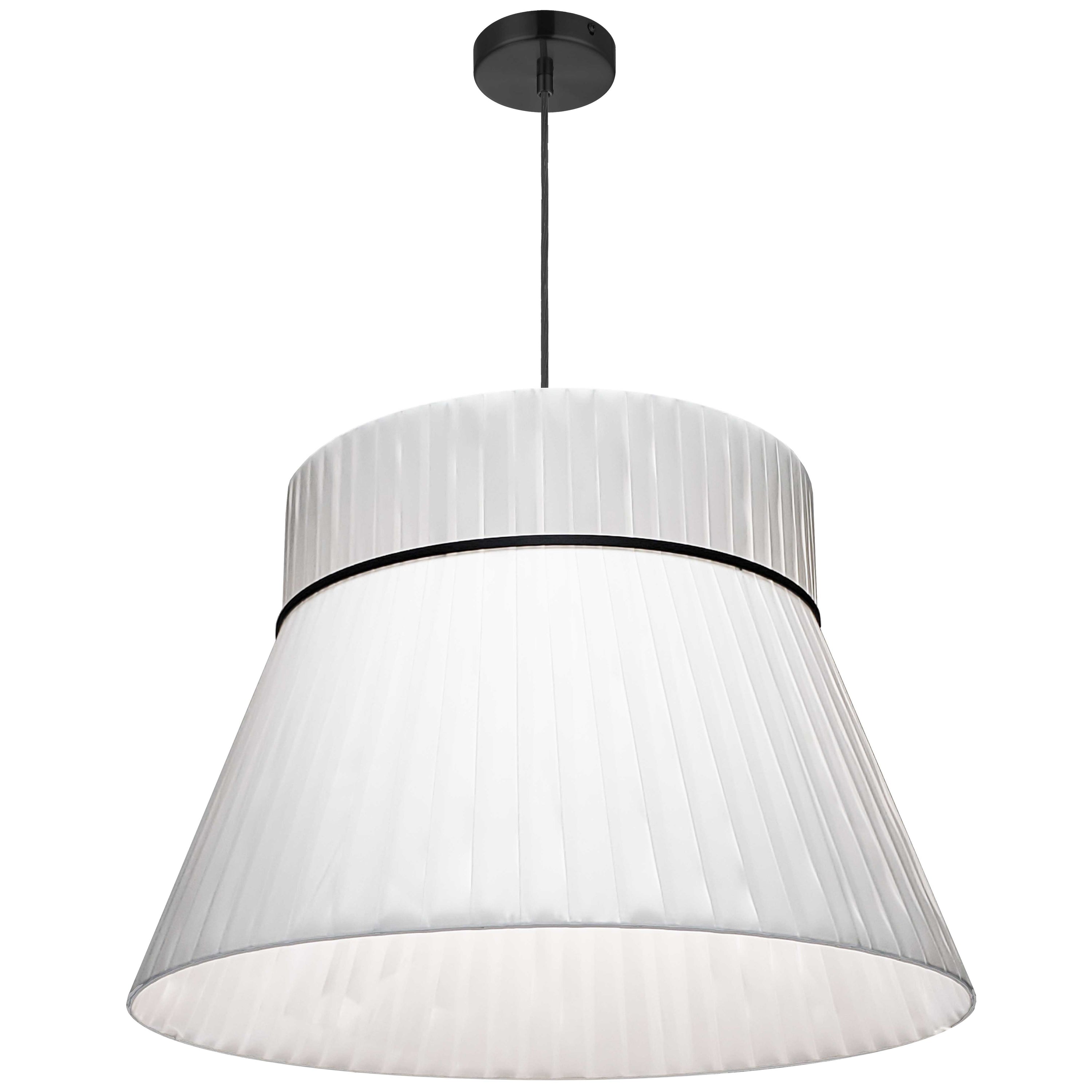 Dainolite Rochelle - RCH-241P-MB-WH - 1 Light Pendant, Matte Black with a White Ribbon Shade - White