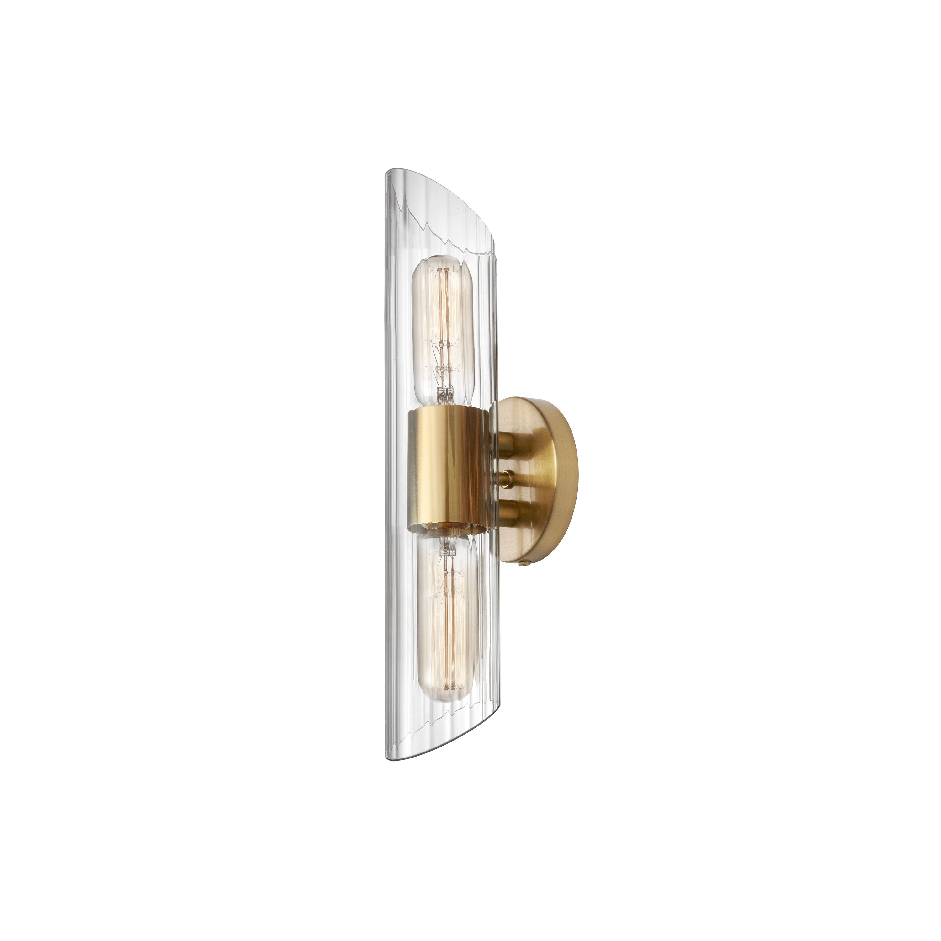 Dainolite Samantha - SAM-162W-AGB - 2 Light Aged Brass Vanity Fixture w/ Clear Fluted Glass - Clear