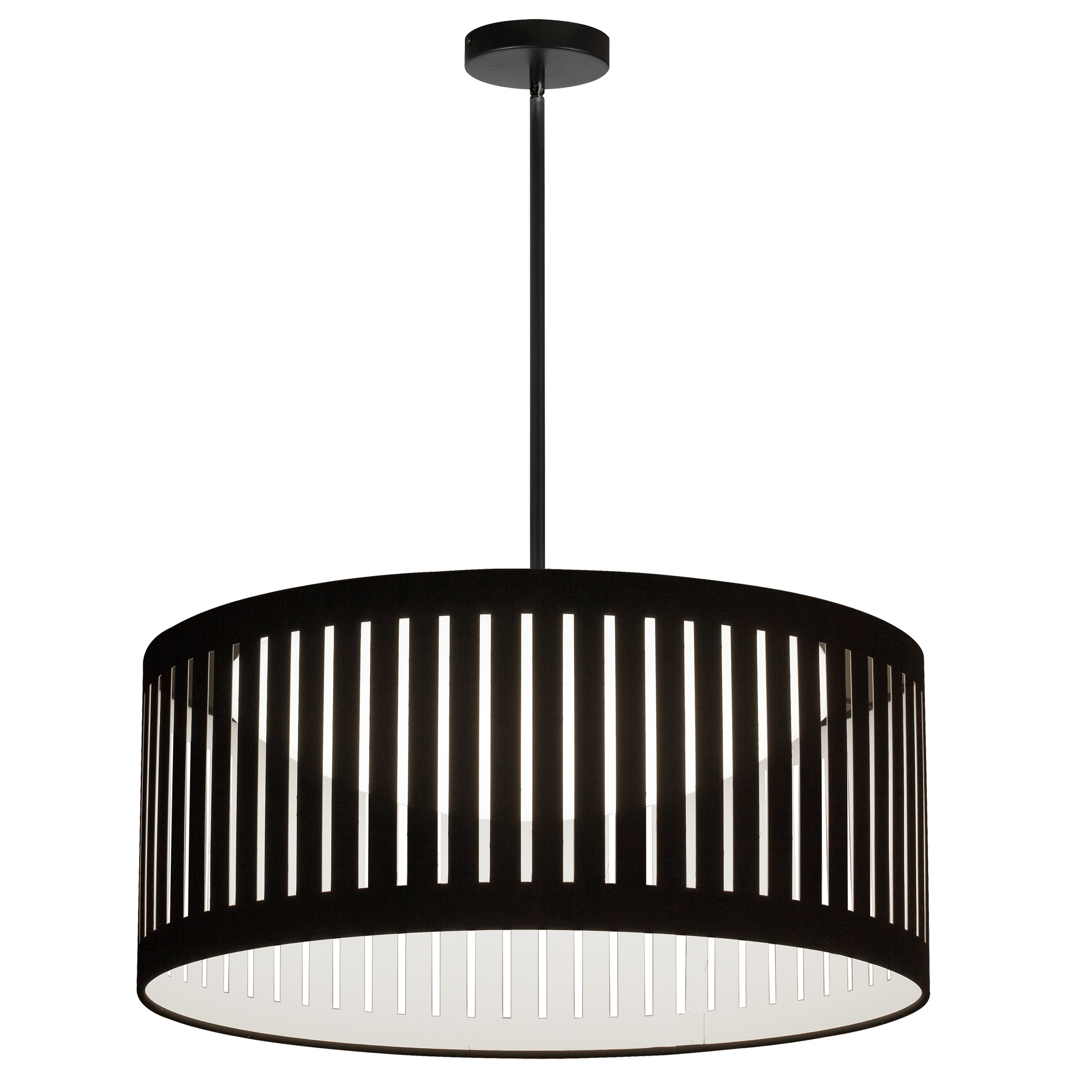 Dainolite Slit Drum - SDLED-20P-MB-BK - 22W Slit Drum Pendant, Matte Black with Black Shade - Black