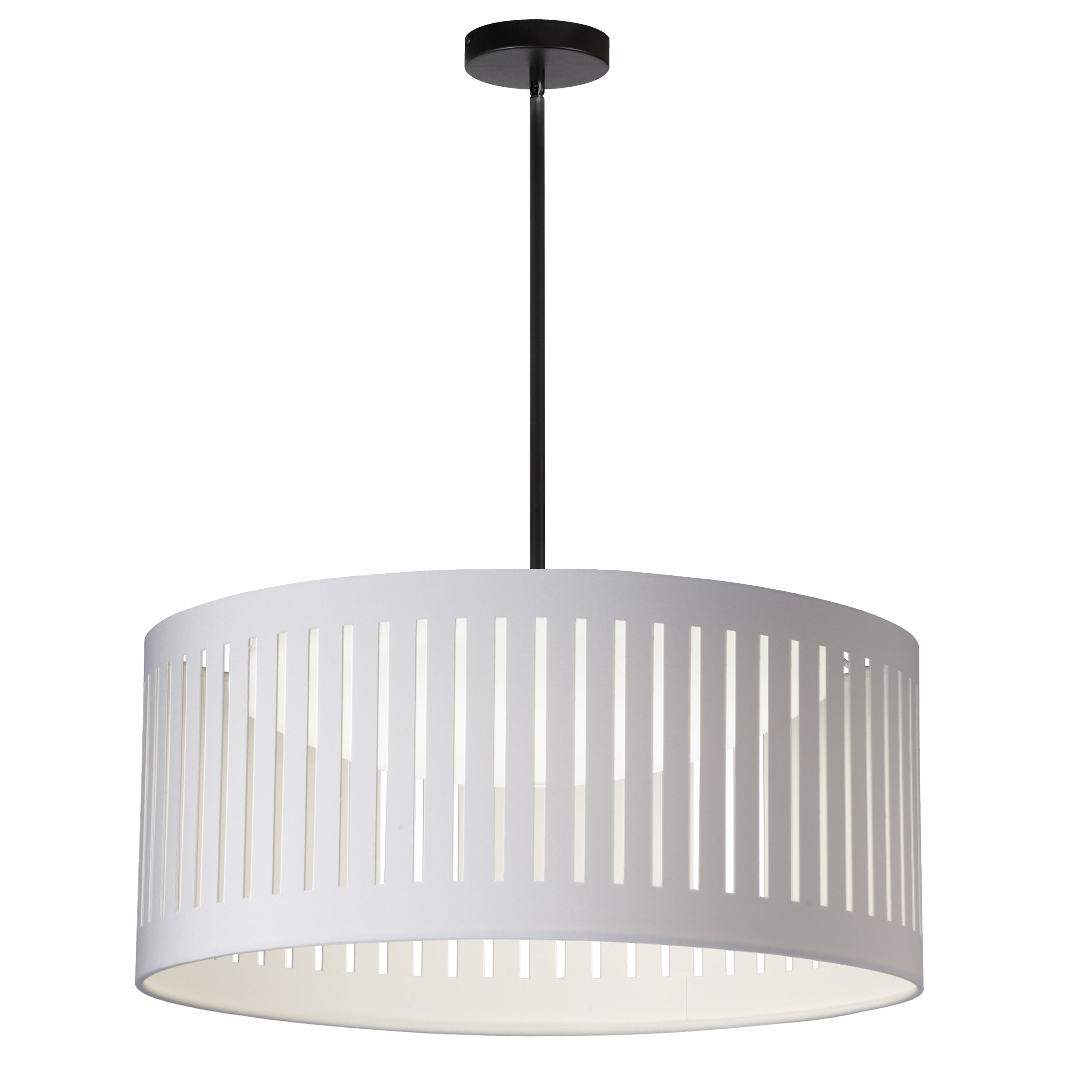 Dainolite Slit Drum - SDLED-20P-MB-WH - 22W Slit Drum Pendant, Matte Black with White Shade - White