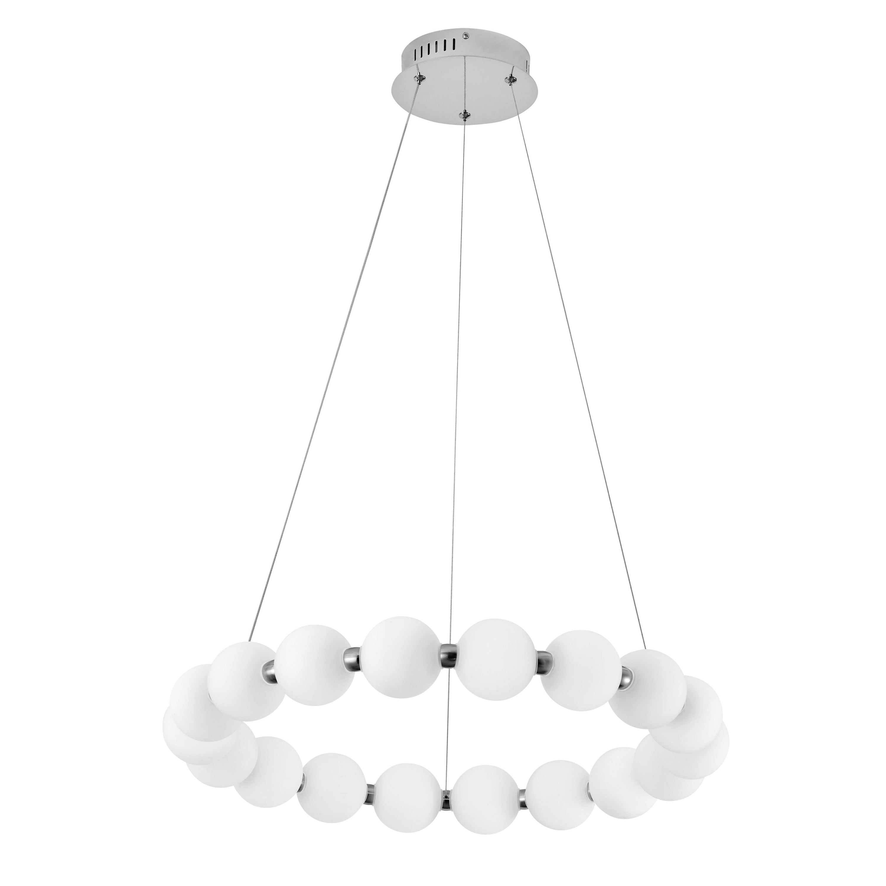 Dainolite Shelby - SHE-2432LEDC-PC - 24W Polished Chrome Chandelier Fixture w/ White Acrylic - White