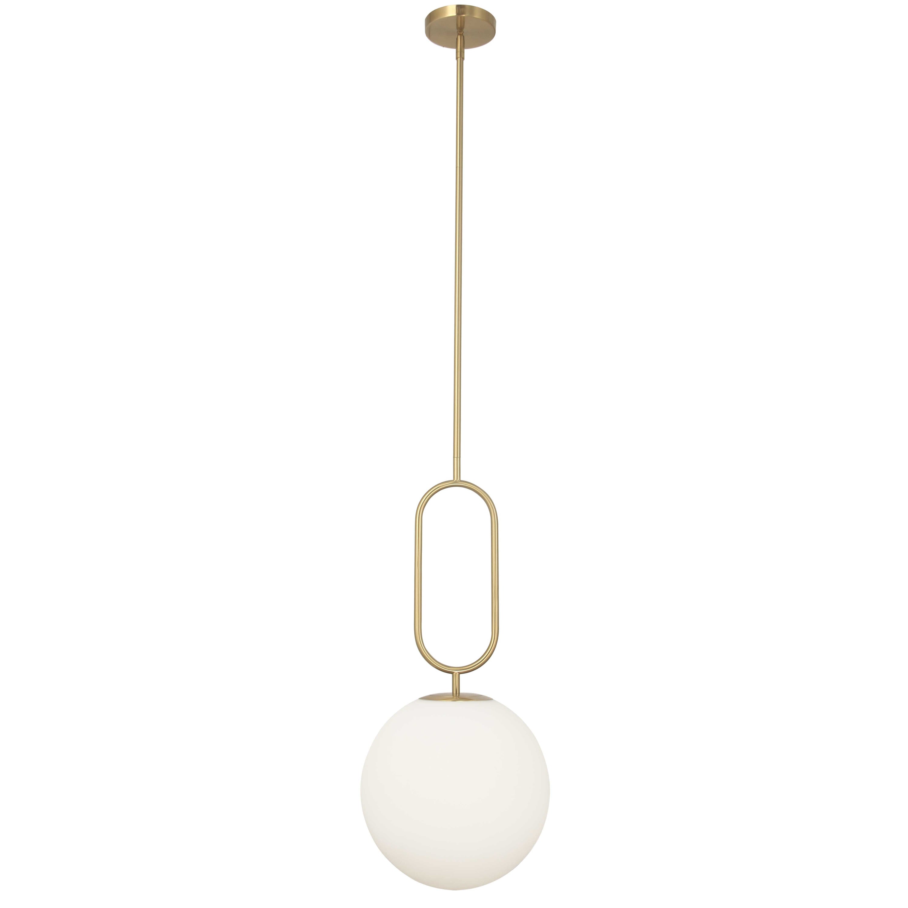 Dainolite Simone - SIM-121P-AGB - 1 Light Pendant Aged Brass with Opal Glass - Aged Brass