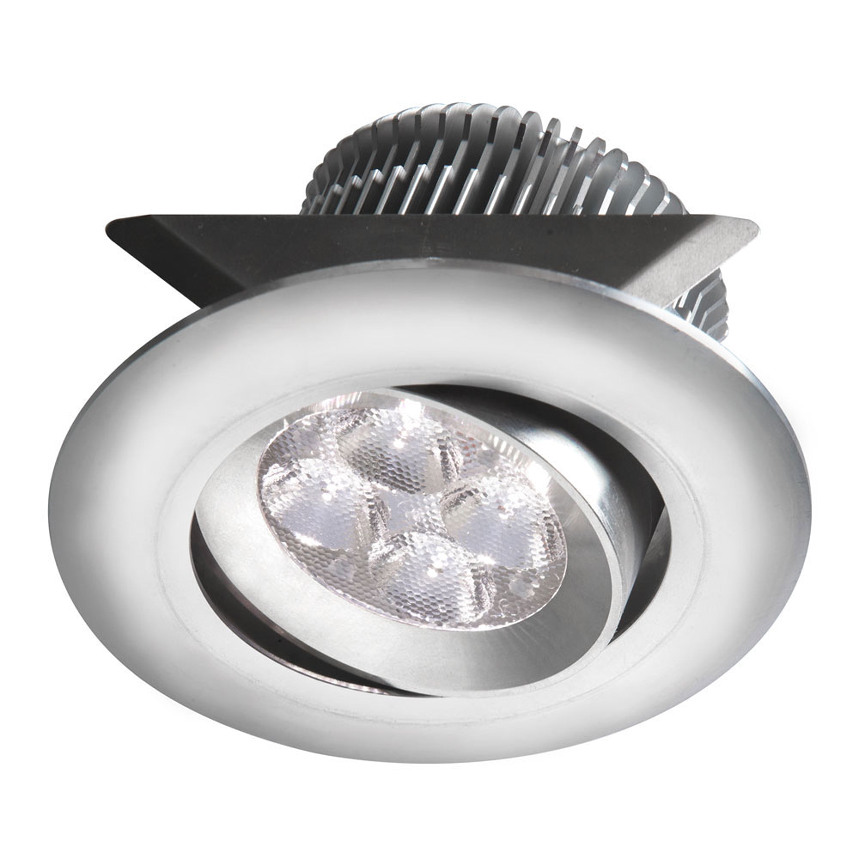 Dainolite LED - SMP-LED-8-AL - Aluminum 2x4W 3000K, CRI80+, 25° beam, 24VDC input with Male Connector, 18" Lead wire, D84xH50 mm, Dimmable.±25° Adjustable tilt angle. - Silver