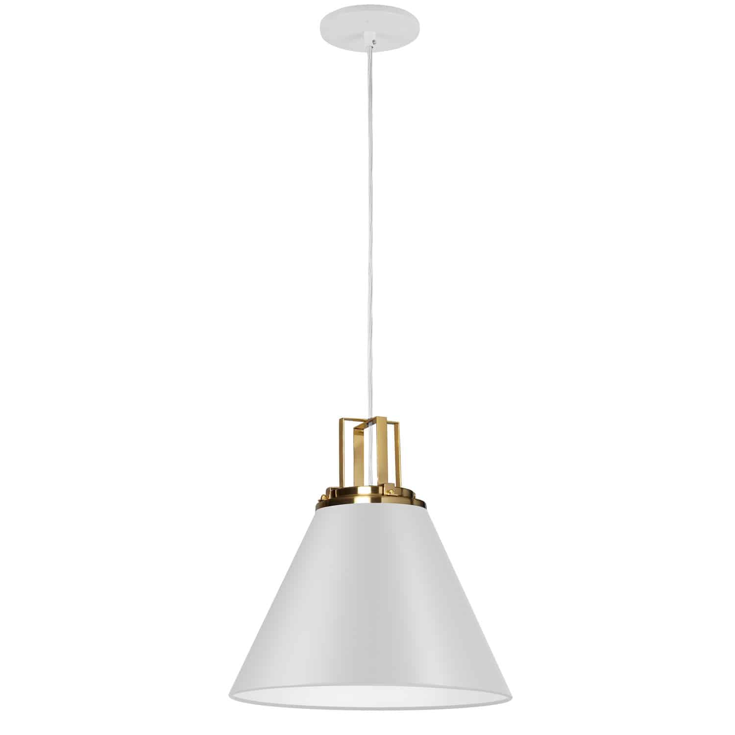 Dainolite Sonus - SNS-141P-MW-AGB - 1 Light Pendant, Matte White w/ Aged Brass Accent - White