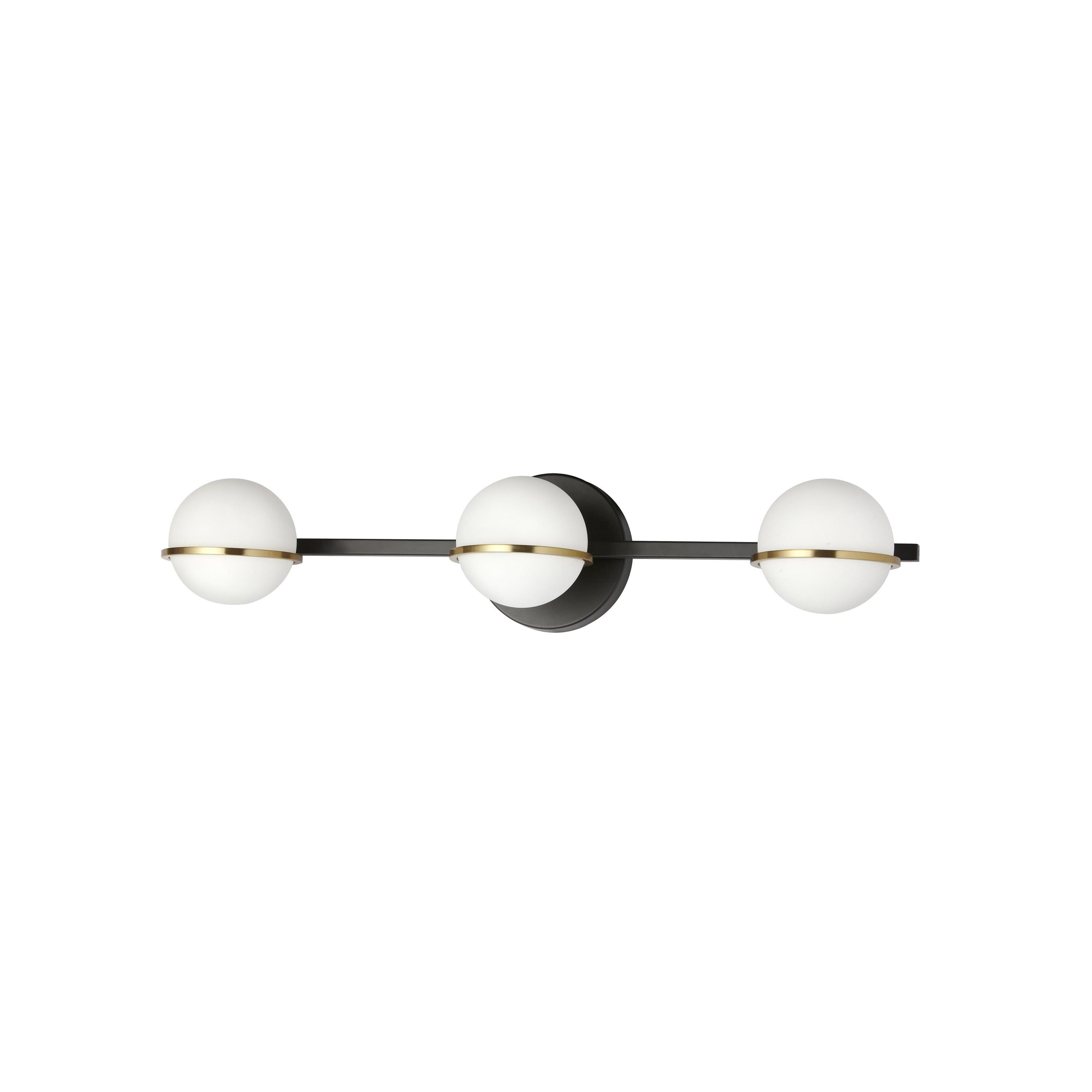 Dainolite Sofia - SOF-233W-MB-AGB - 3 Light Vanity Fixture, Matte Black / Aged Brass with White Opal Glass - Matte Black