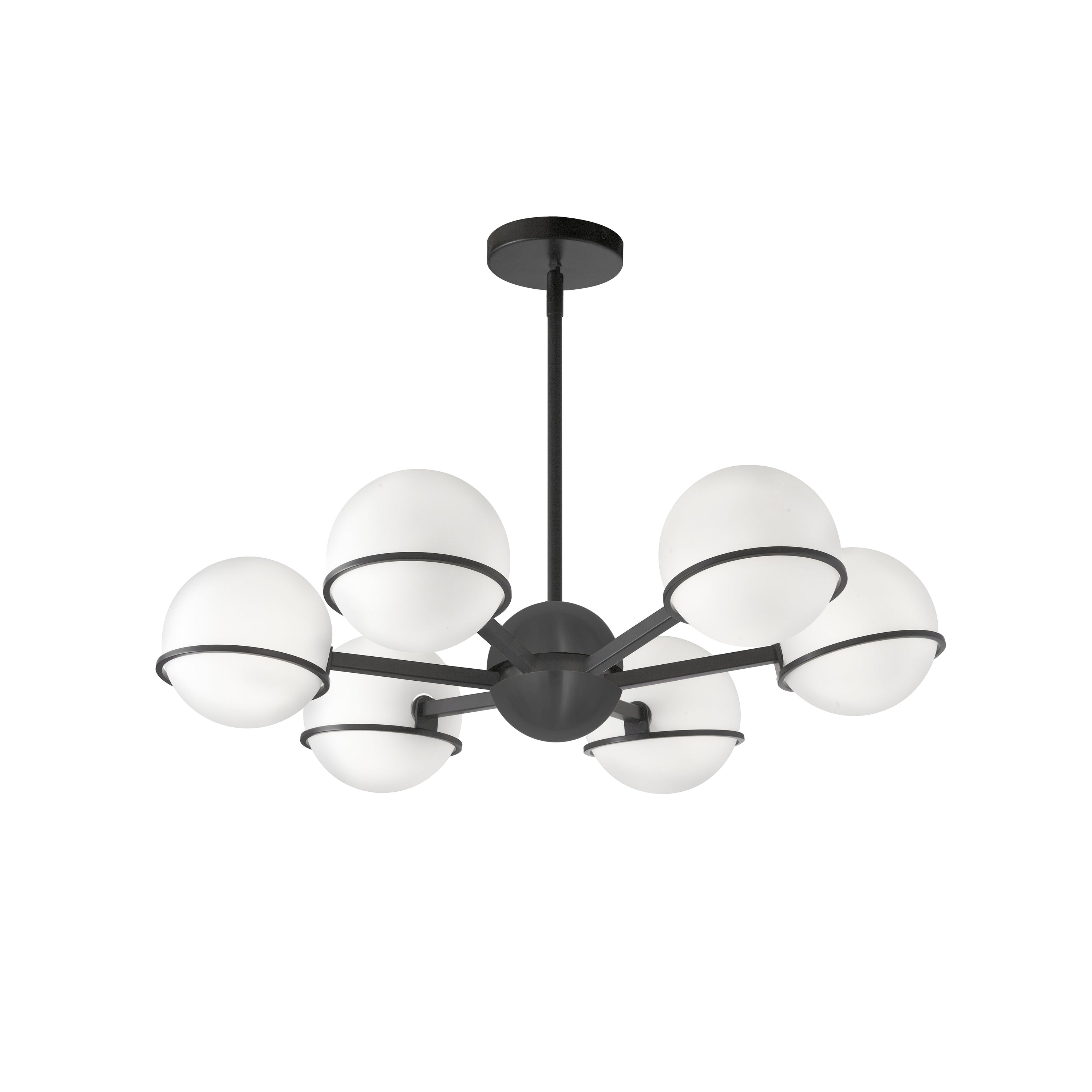 Dainolite Sofia - SOF-286C-MB - 6 Light Chandelier Fixture, Matte Black with White Opal Glass - Black