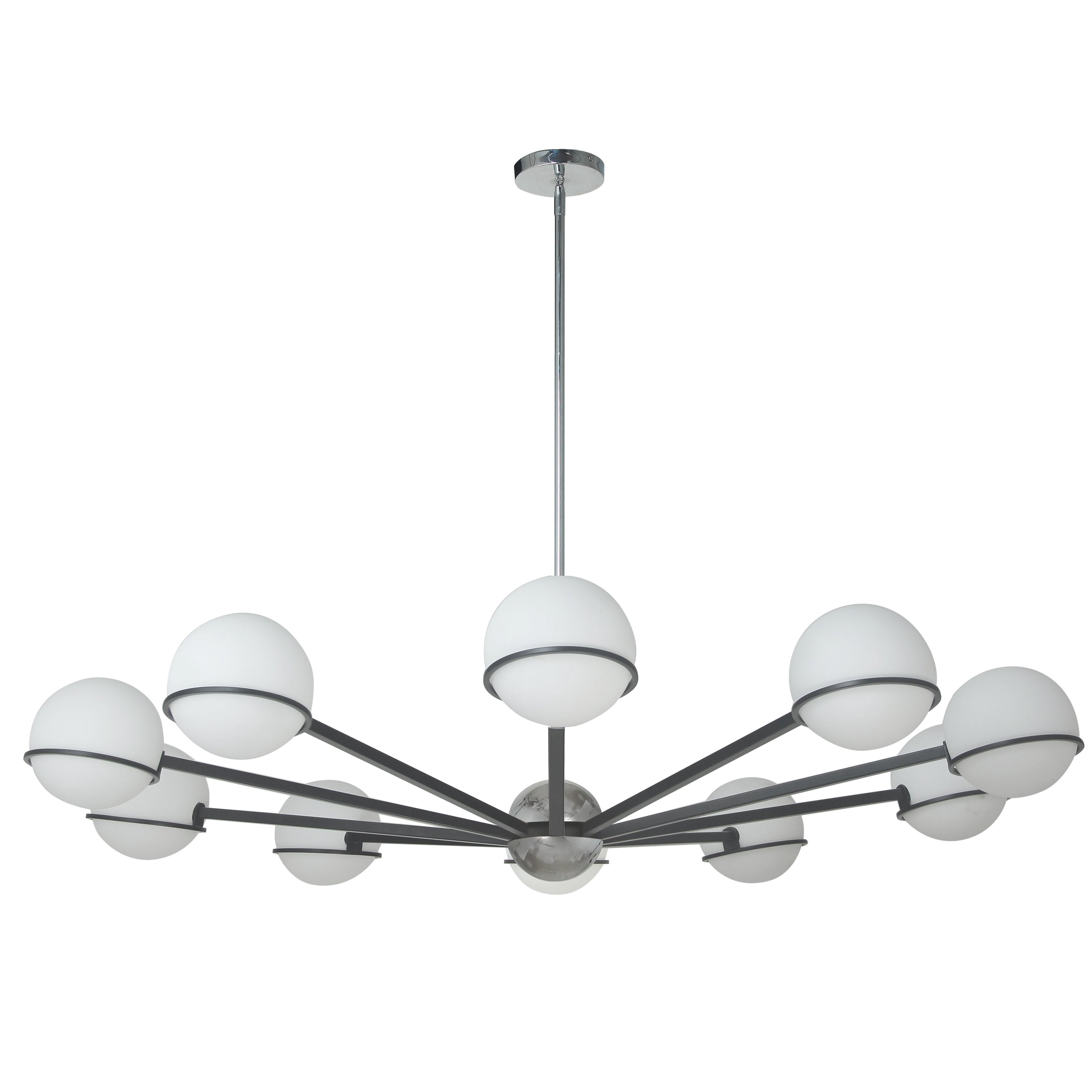 Dainolite Sofia - SOF-5010C-MB-PC - 10 Light Chandelier Fixture, Matte Black / Polished Chrome with White Opal Glass - Polished Chrome