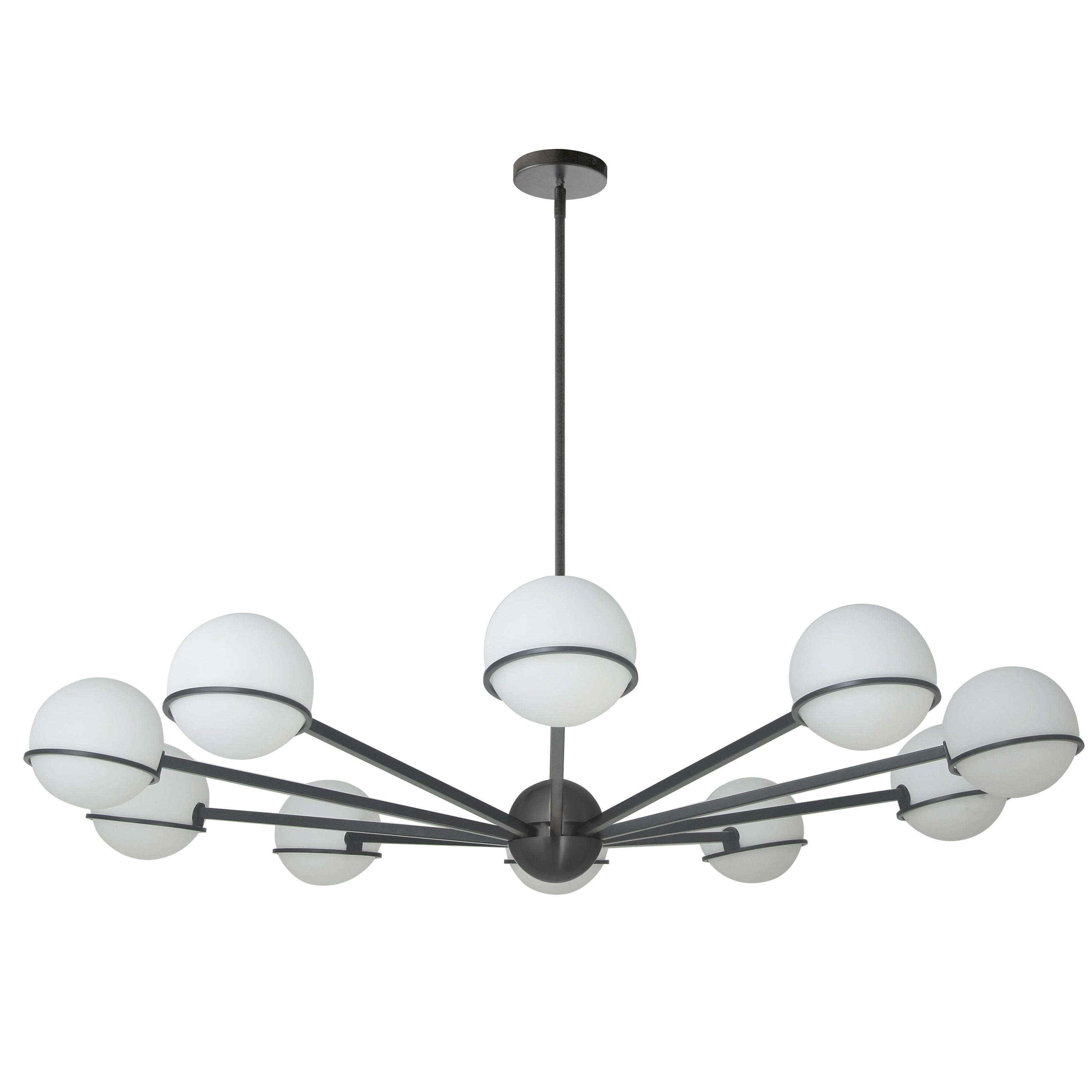 Dainolite Sofia - SOF-5010C-MB - 10 Light Chandelier Fixture, Matte Black with White Opal Glass - Black