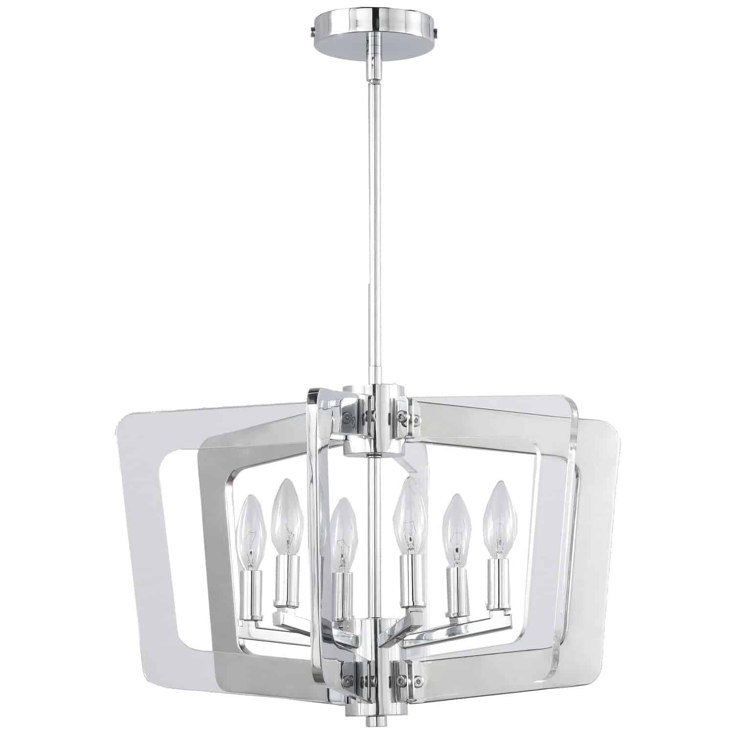 Dainolite StillWater - SWR-206C-PC - 6 Light Chandelier Fixture, Polished Chrome Finish with Chrome and Clear Acrylic Arms - Polished Chrome