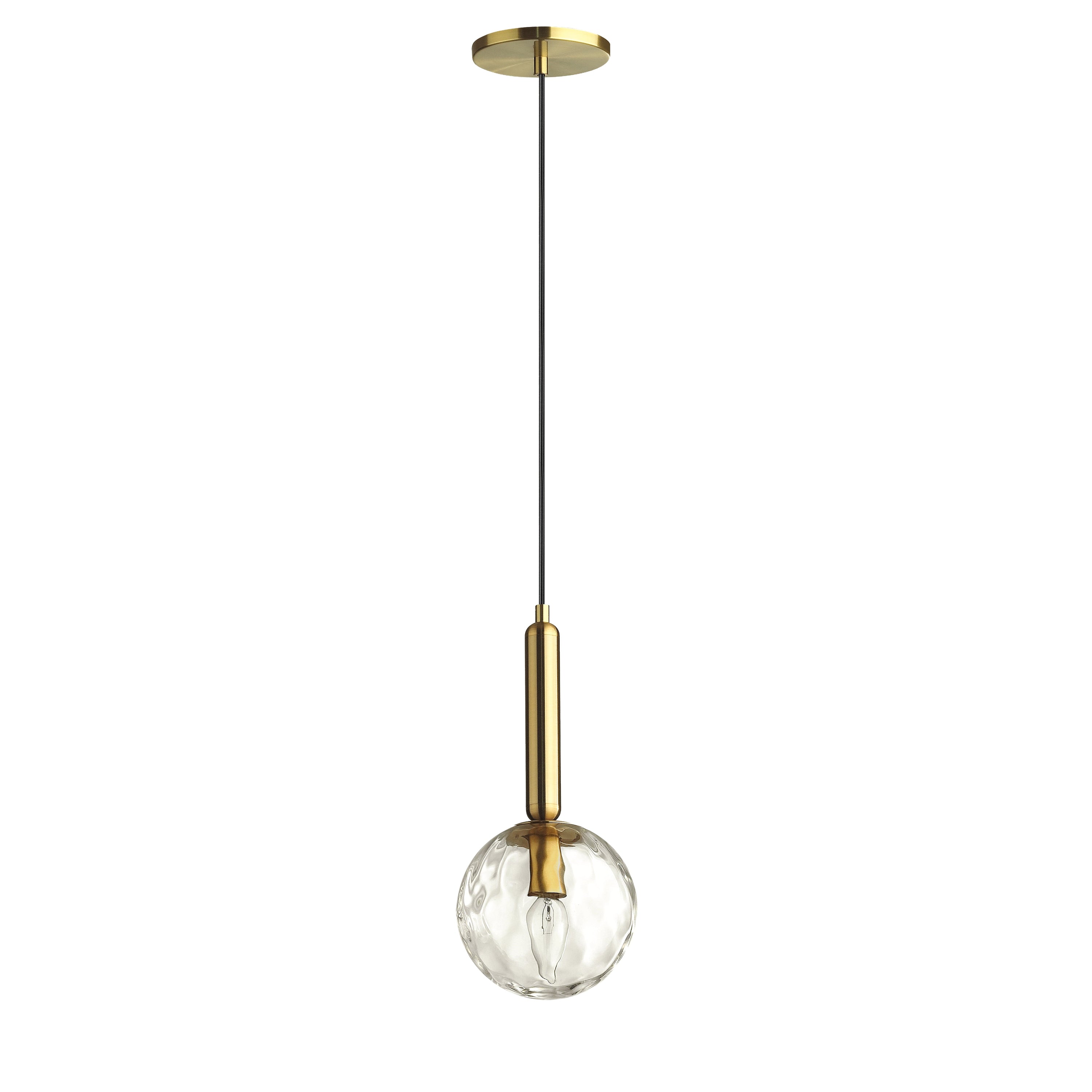 Dainolite Tara - TAR-61P-AGB-CL - 1 Light Pendant, Aged Brass with Clear Hammered Glass - Aged Brass