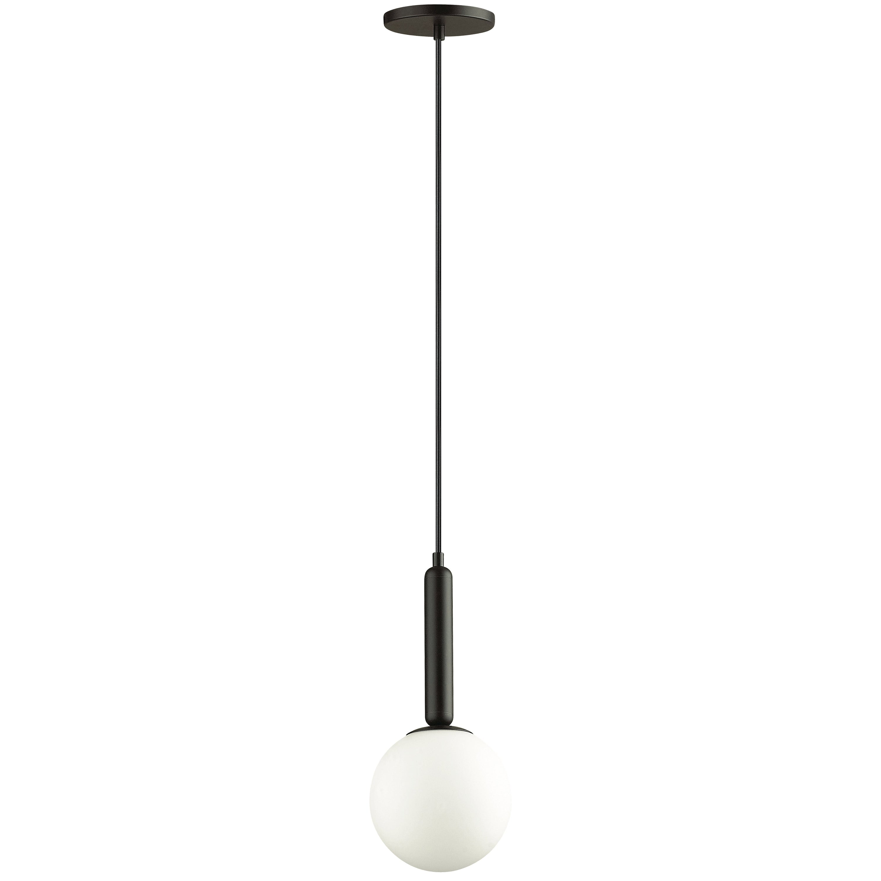 Dainolite Tara - TAR-61P-MB-WH - 1 Light Pendant, Matte Black with White Glass - Black