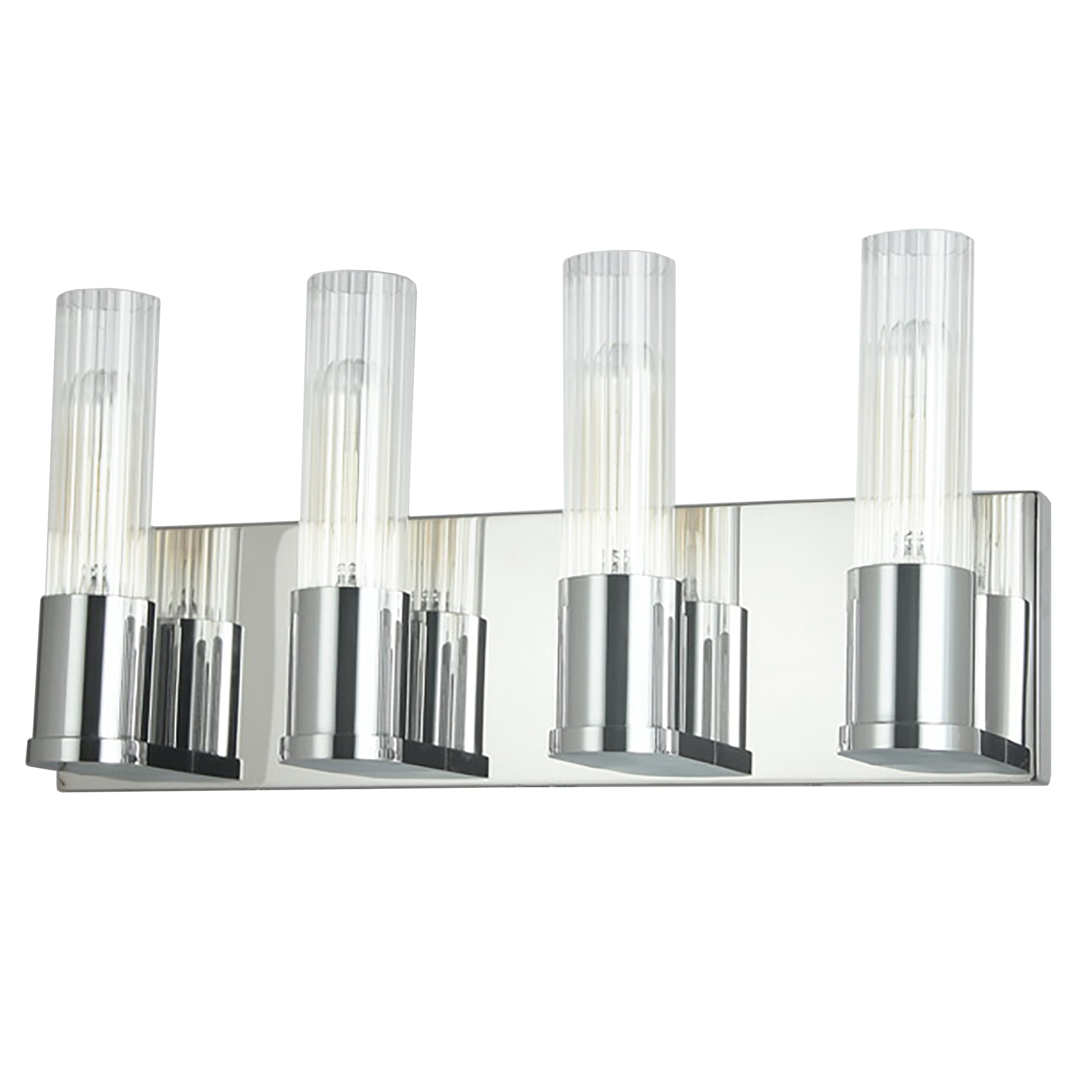 Dainolite Tube - TBE-174W-PC - 4 Light Vanity Fixture, Polished Chrome w/ Clear Fluted Glass - Polished Chrome