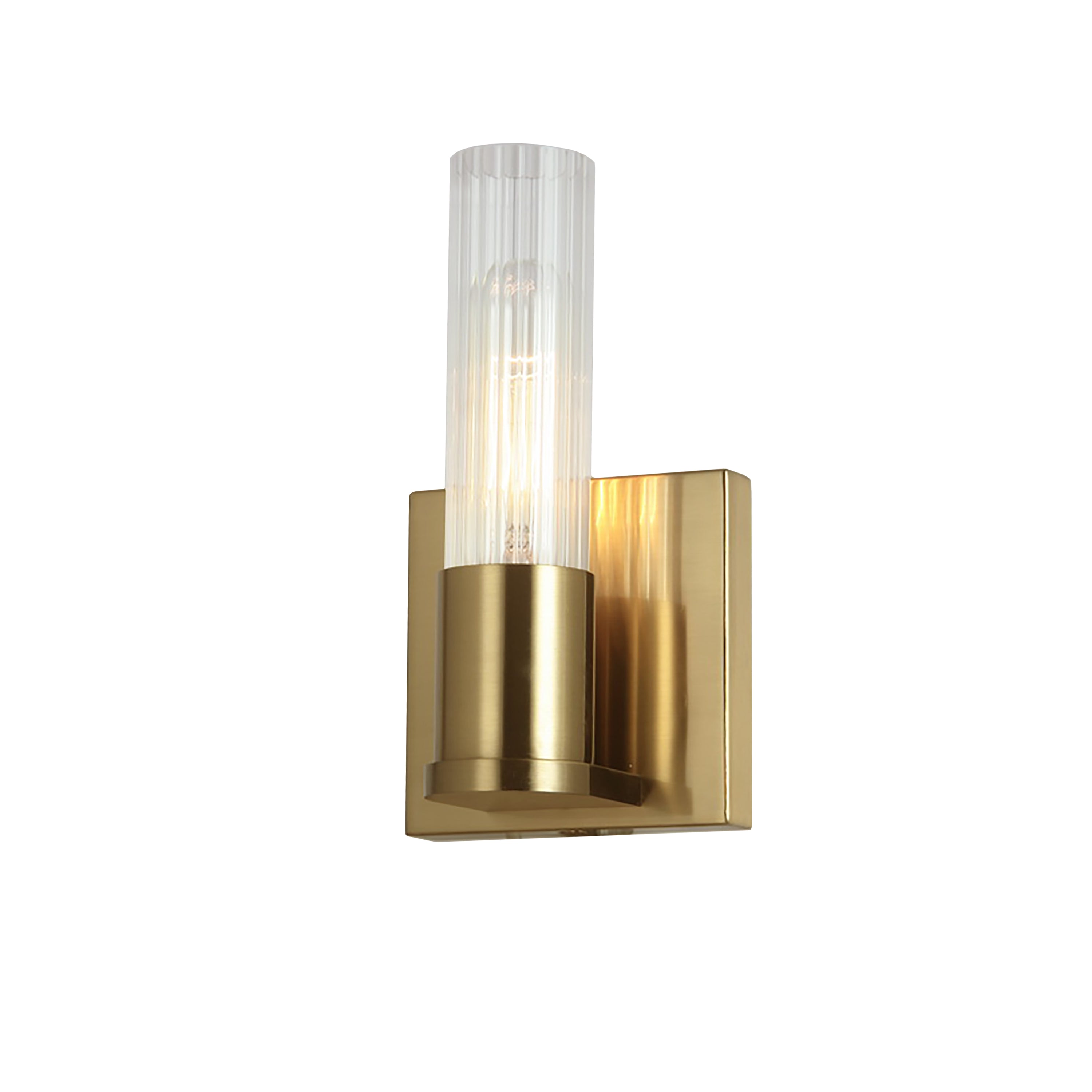 Dainolite Tube - TBE-41W-AGB - 1 Light Incand Wall Sconce, Aged Brass w/ Clear Fluted Glass - Aged Brass