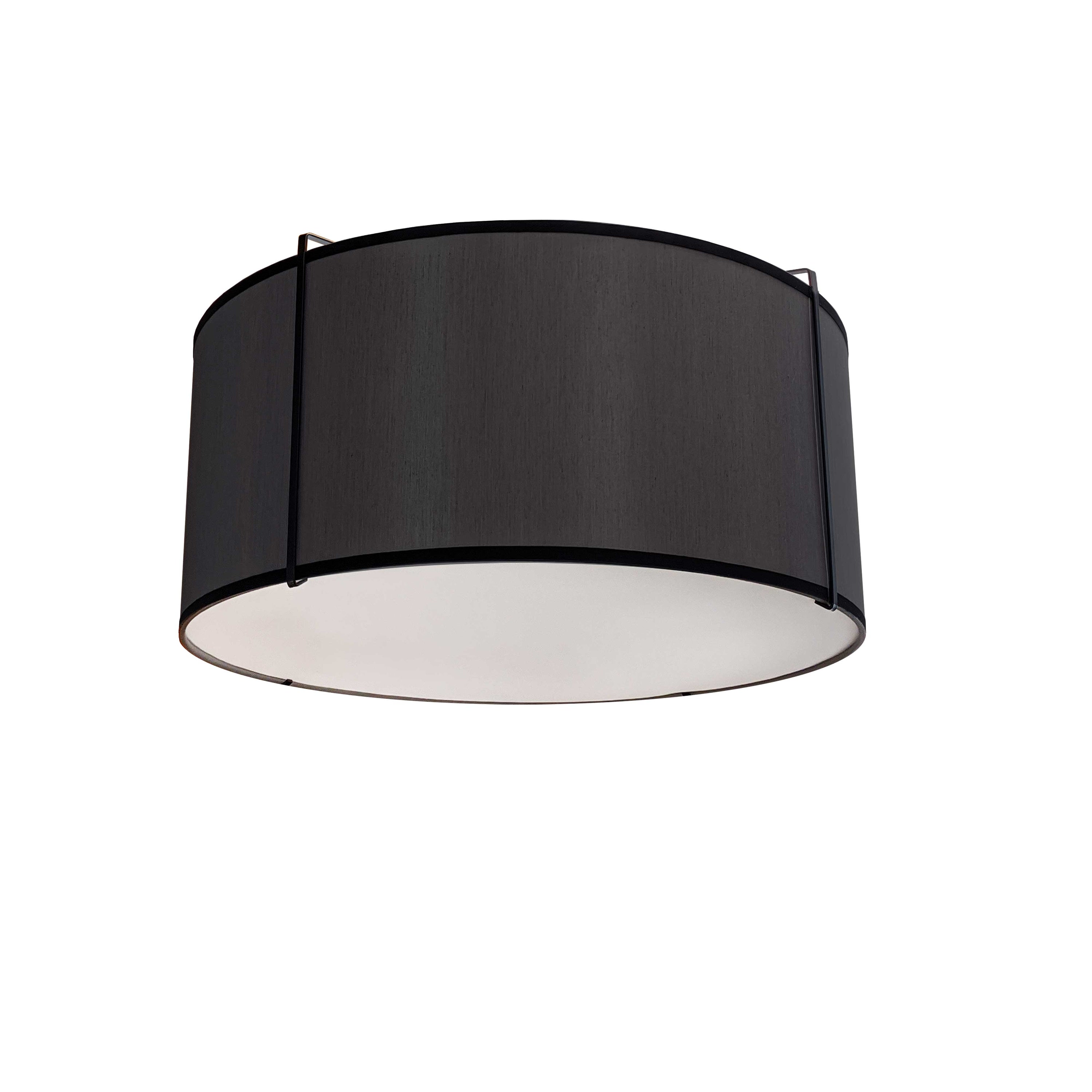 Dainolite Trapezoid - TRA-121FH-BK - 2 Light Flush Mount Drum Black Shade w/ White Fabric Diffuser - Black