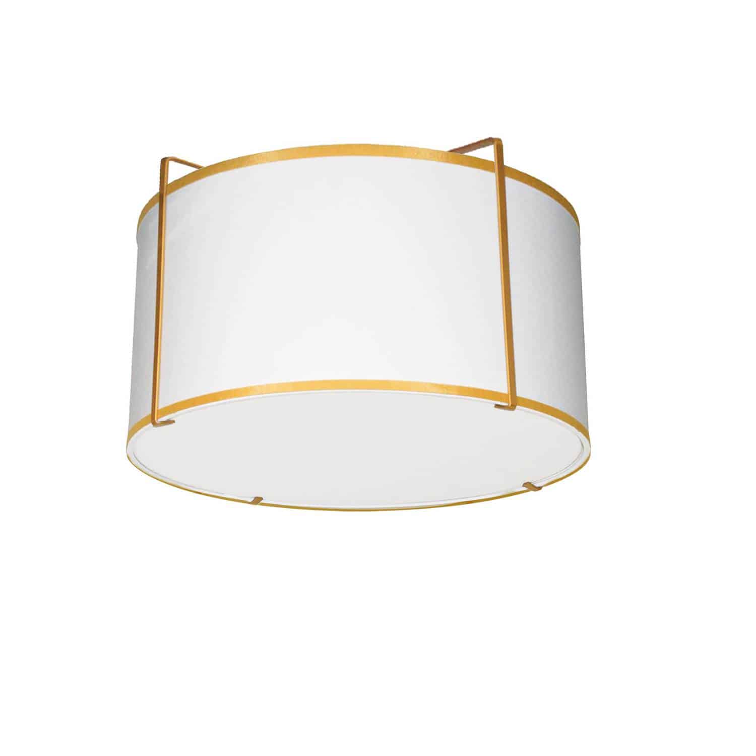 Dainolite Trapezoid - TRA-121FH-GLD-WH - 2 Light Flush Mount Drum Gold/White Shade w/ White Fabric Diffuser - White