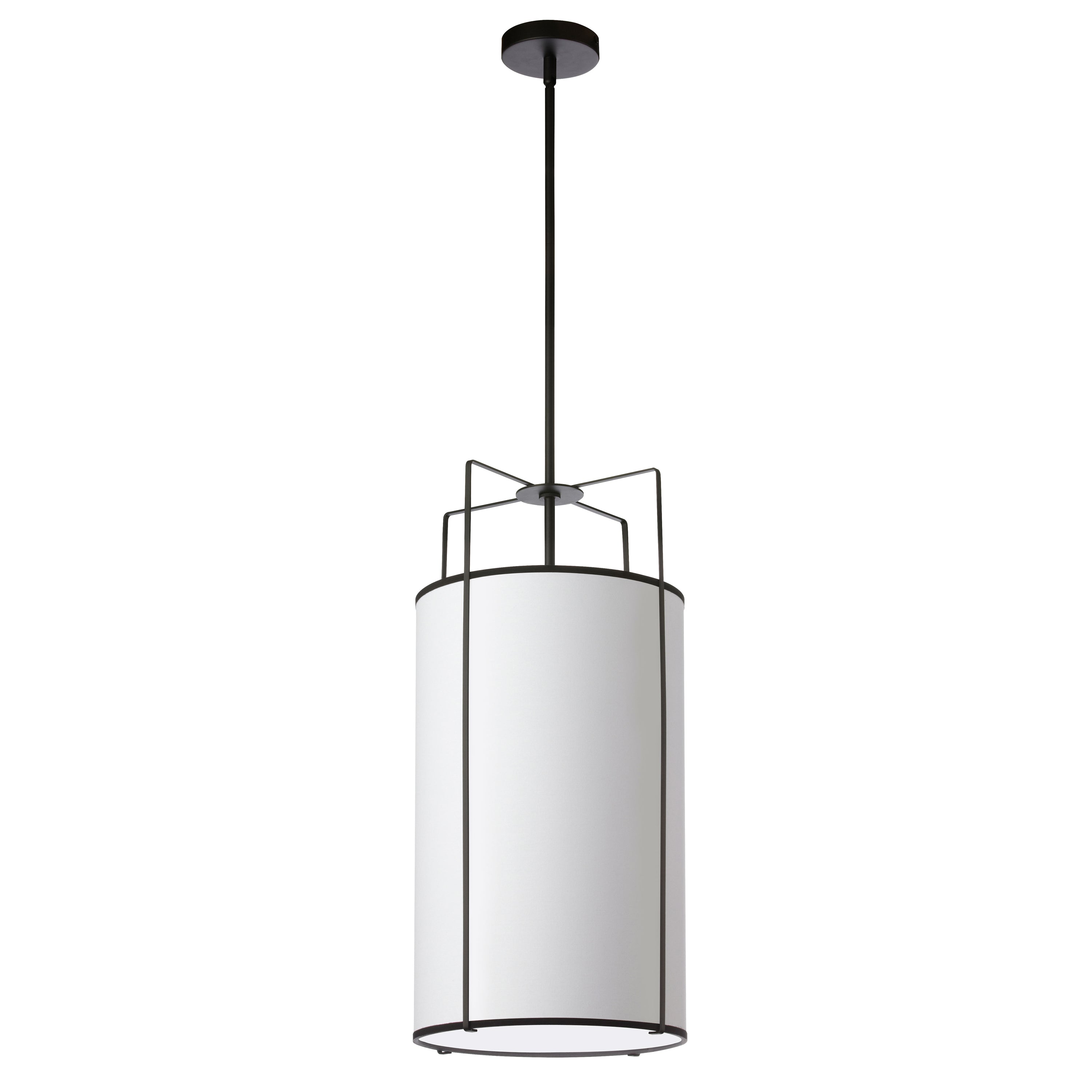 Dainolite Trapezoid - TRA-124P-BK-WH - 4 Light Pendant Black/White Drum Shade w/ White Fabric Diffuser - White