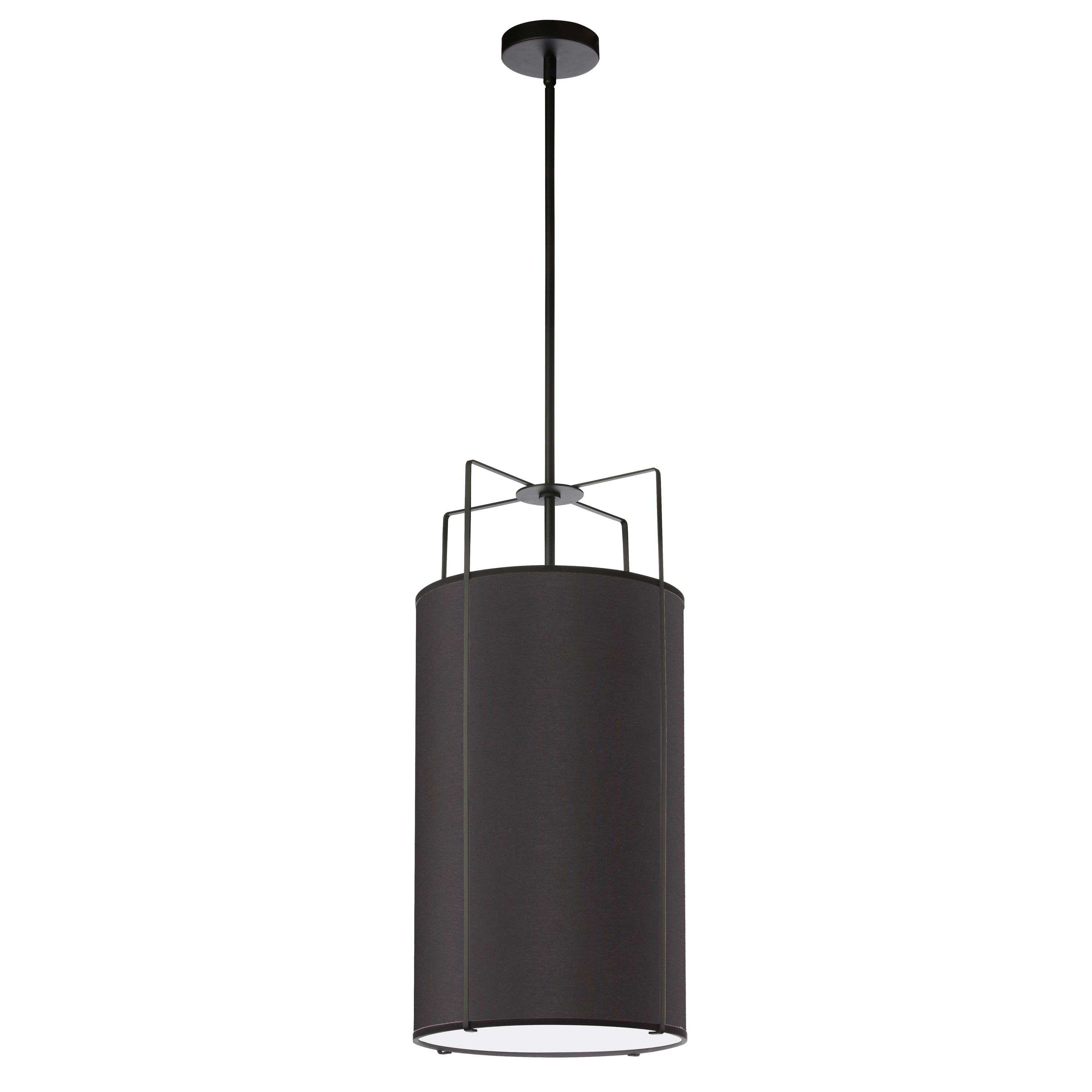 Dainolite Trapezoid - TRA-124P-BK - 4 Light Drum Pendant Light - Black w/ White Fabric Diffuser