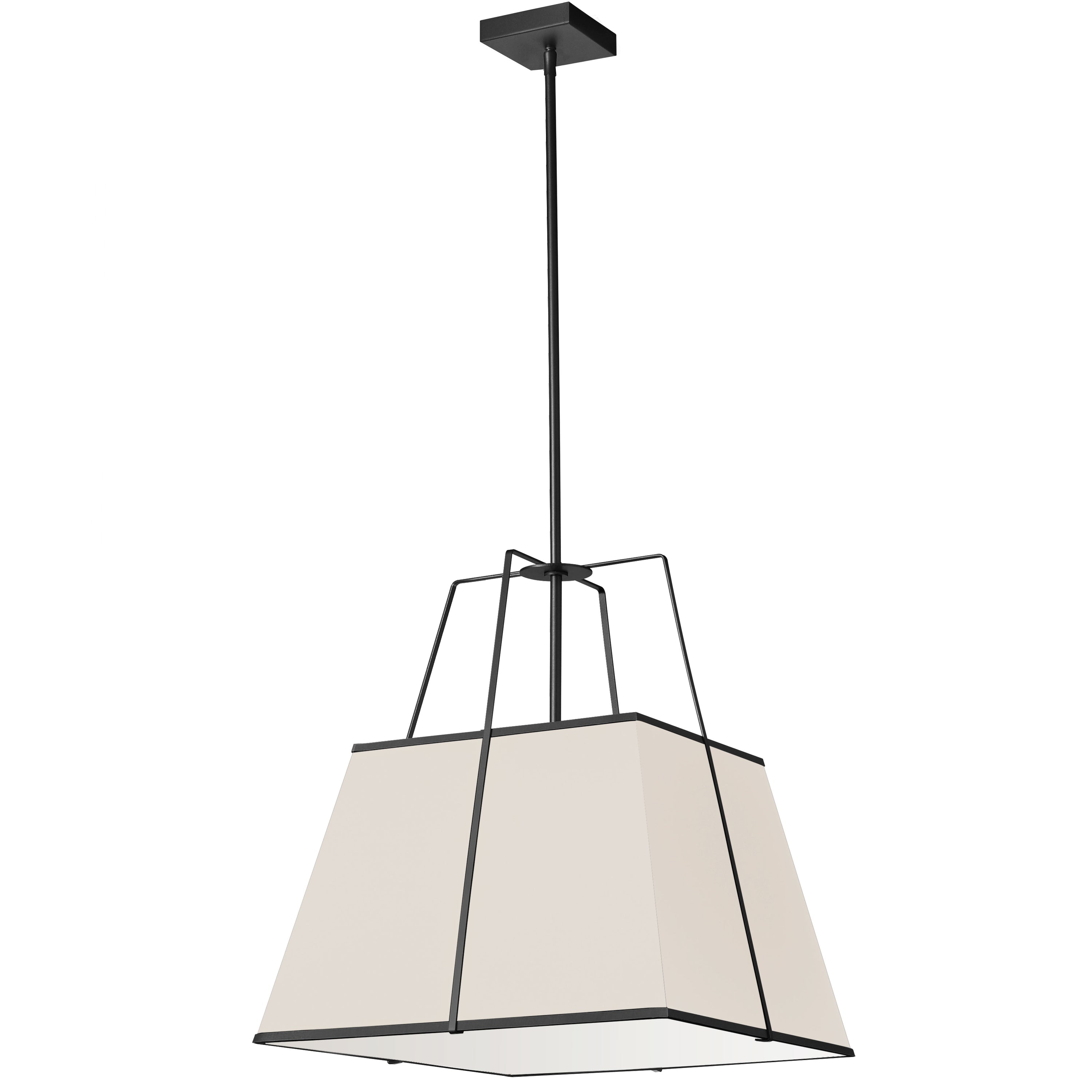 Dainolite Trapezoid - TRA-181P-BK-CRM - 1 Light Black Pendant Cream Shade w/ White Fabric Diffuser - Cream