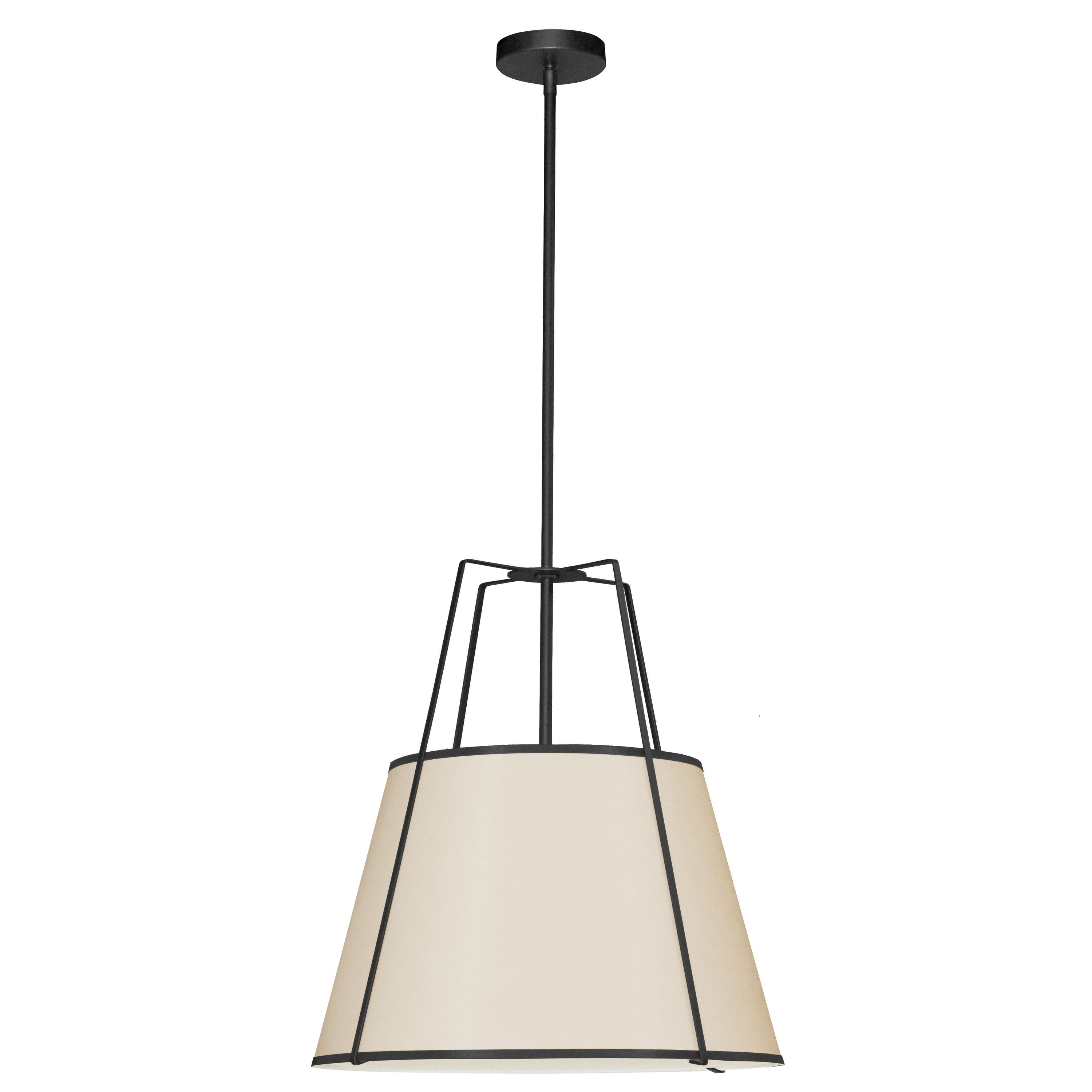 Dainolite Trapezoid - TRA-1P-BK-CRM - 1 Light Trapezoid Pendant Black/Cream Shade w/ White Fabric Diffuser - Cream